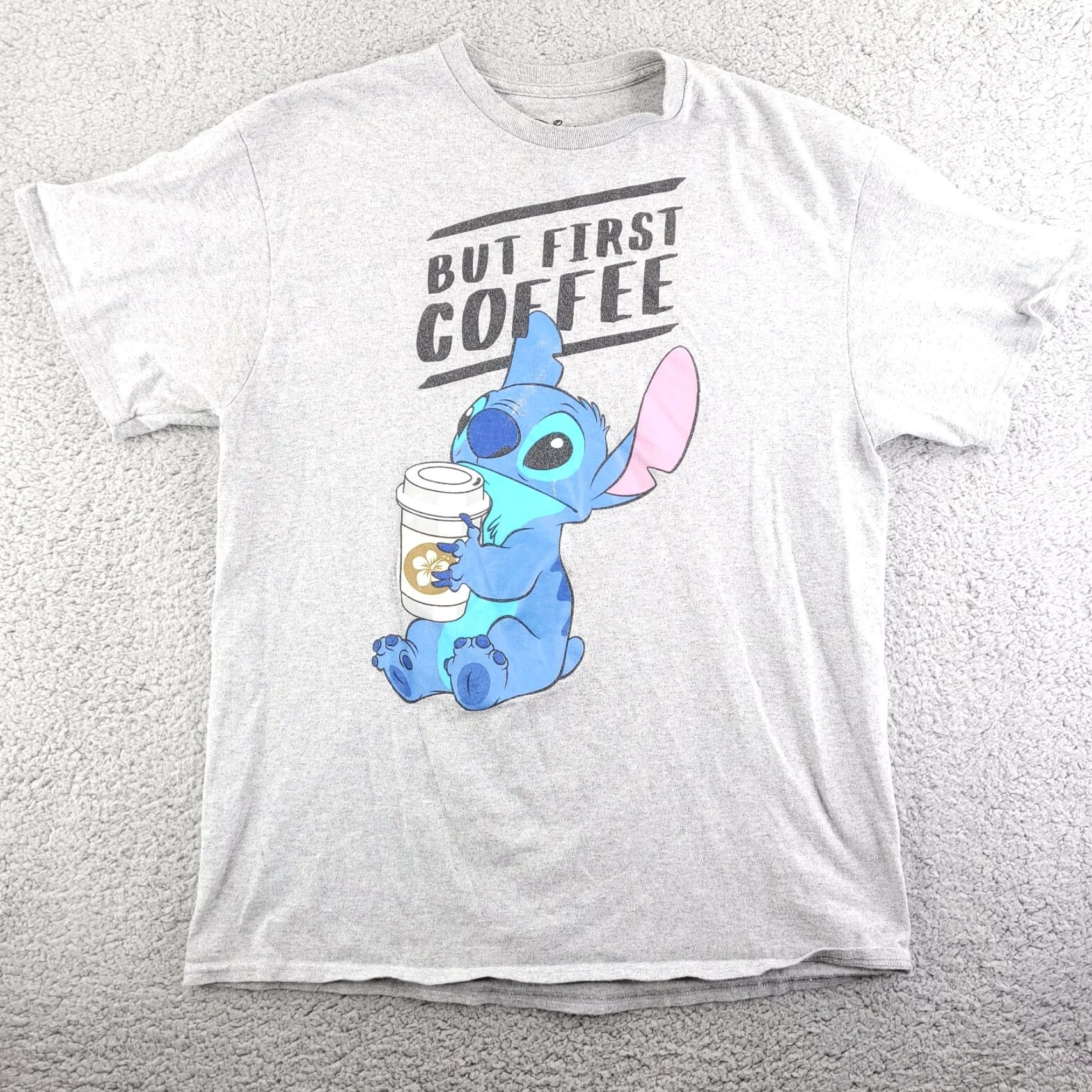 Disney Disney Stitch Shirt Men's Large Gray Short Sleeve But First Coffee Lilo Size US L / EU 52-54 / 3 - 2 Thumbnail