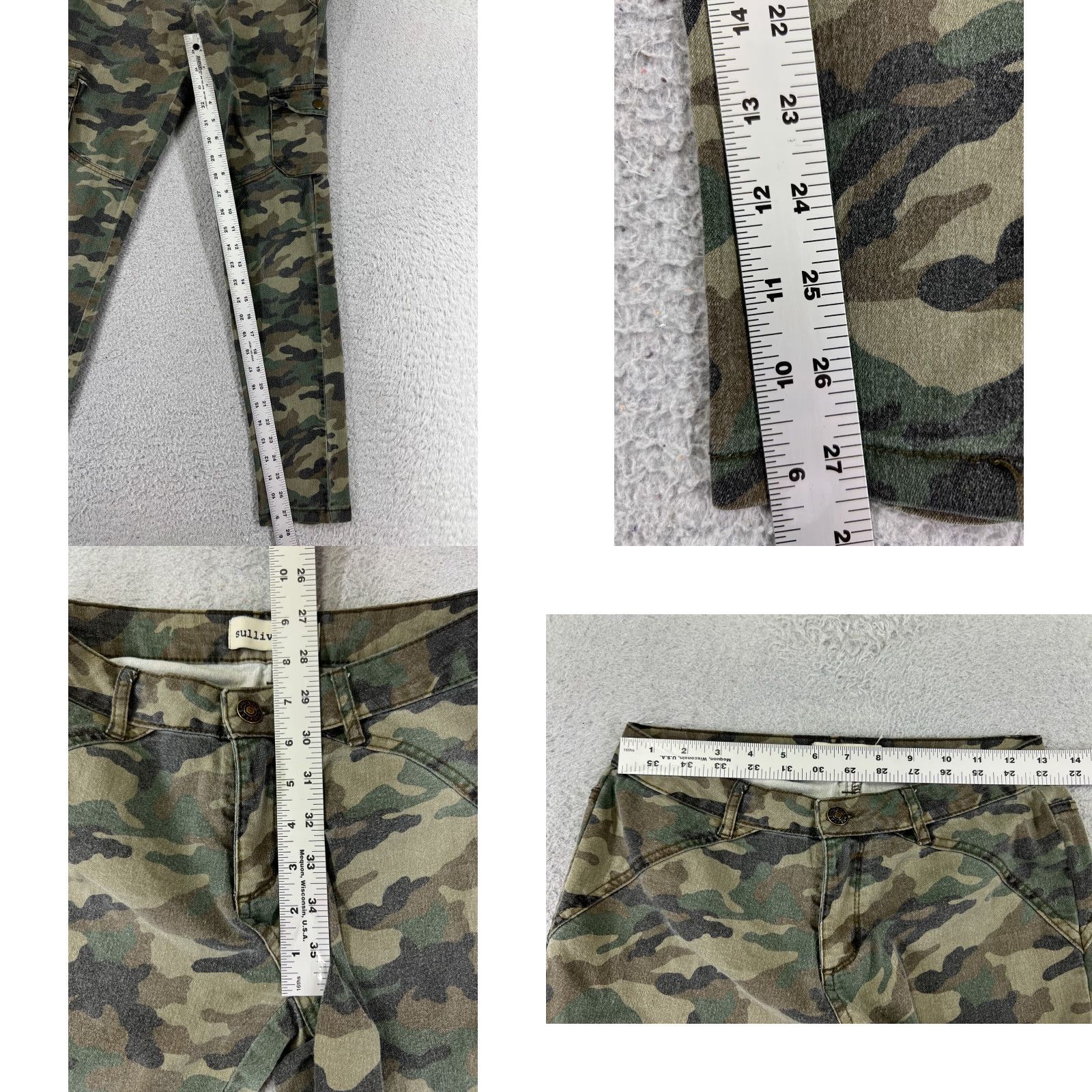 Vintage Sullivan Womens Jeans Skinny Green Woodland Camo Cotton Blend 24x27 Small Regular 5-Pocket Stretch Elastic Waist Denim Modern 24 27 Mens? Size 28" / US 6 / IT 42 - 8 Thumbnail