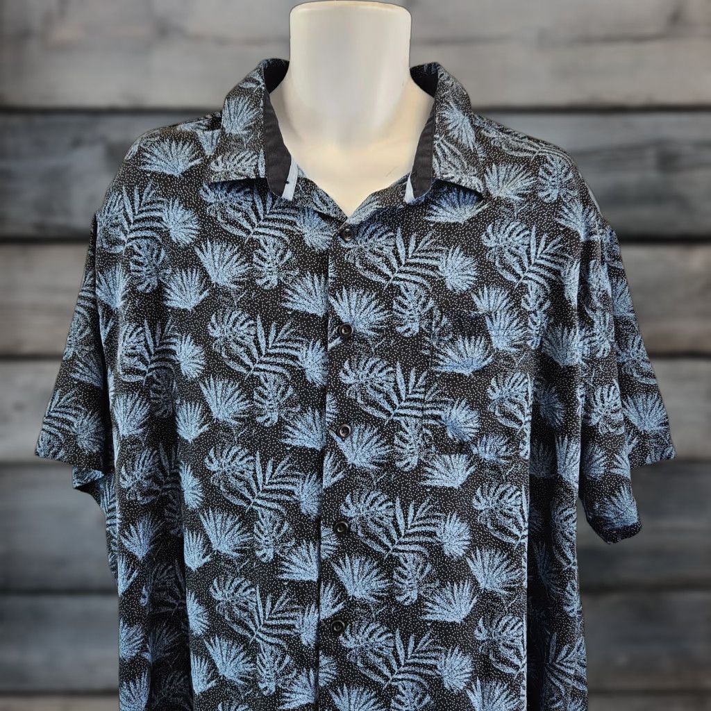Nat Nast Nat Nast Mens Button Front Shirt Sz 2XL Blue Black Silk Blend Short Sleeve Size US XXL / EU 58 / 5 - 1 Thumbnail