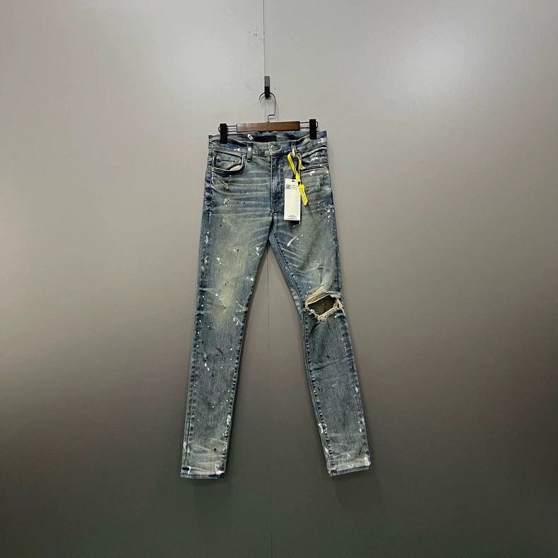 AmiriBlue splashed ink and broken to make old jeans 2503-Ne