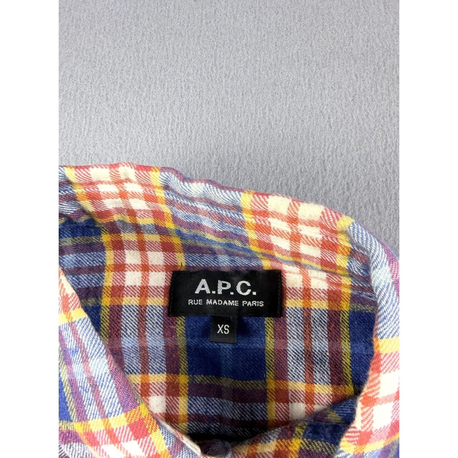 Vintage VINTAGE APC Rue Madame Paris Shirt Mens XS Blue Plaid Heavy Flannel Button Up Size US XS / EU 42 / 0 - 6 Thumbnail