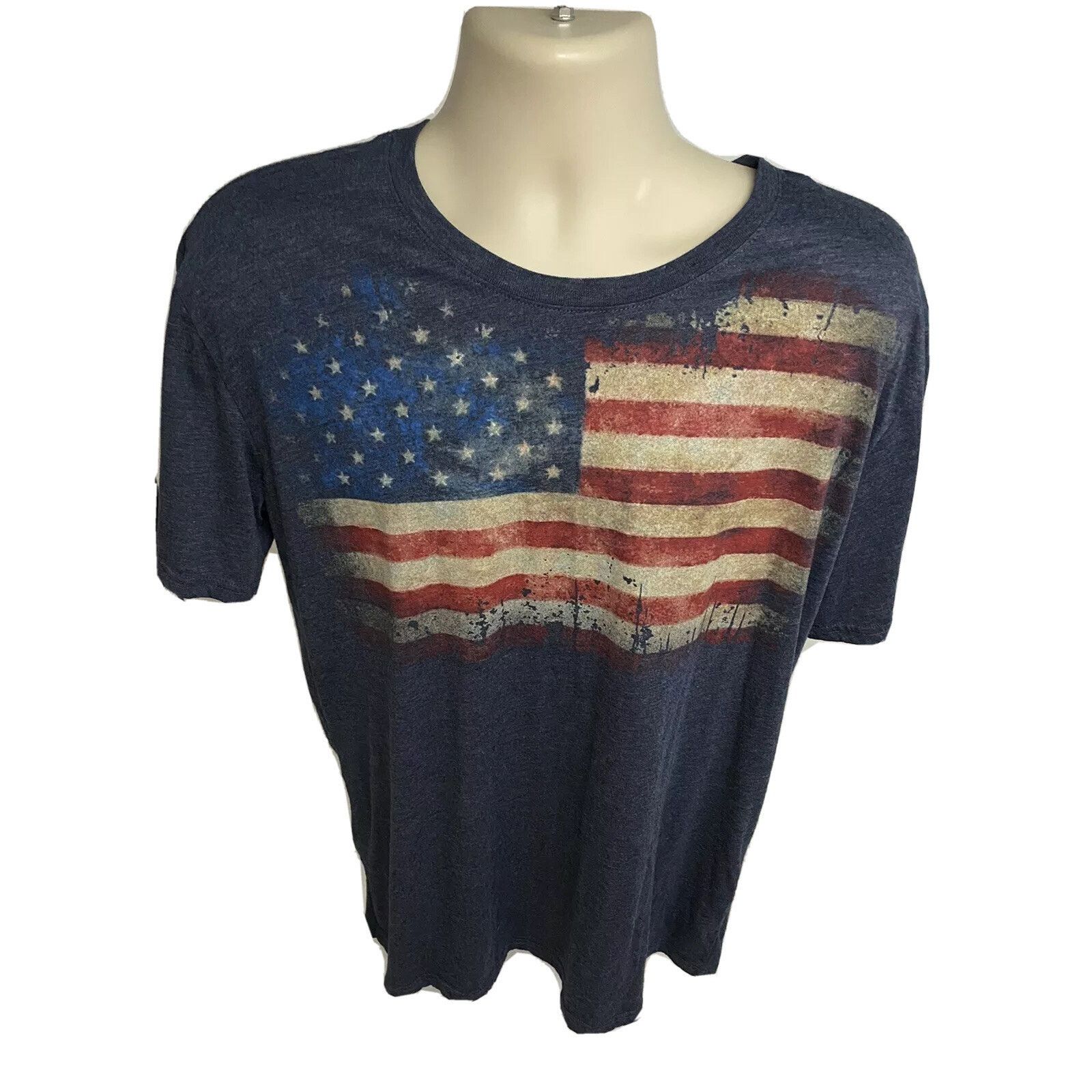 Other Mens Blue Graphic T-Shirt Large Patriotic USA Flag Stretch Size US L / EU 52-54 / 3 - 4 Thumbnail