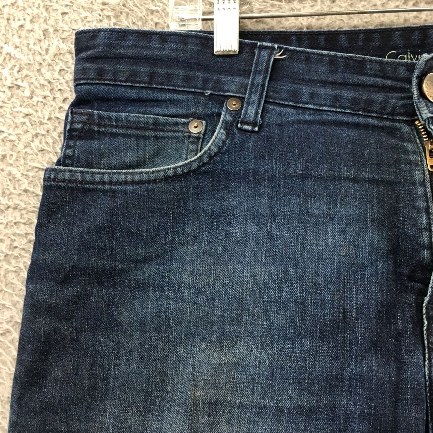 Calvin Klein Calvin Klein Jeans Mens 34/30 Straight Blue Denim Cotton Blend 5-Pocket Regular 38x29 Adults Mens Size US 34 / EU 50 - 4 Thumbnail