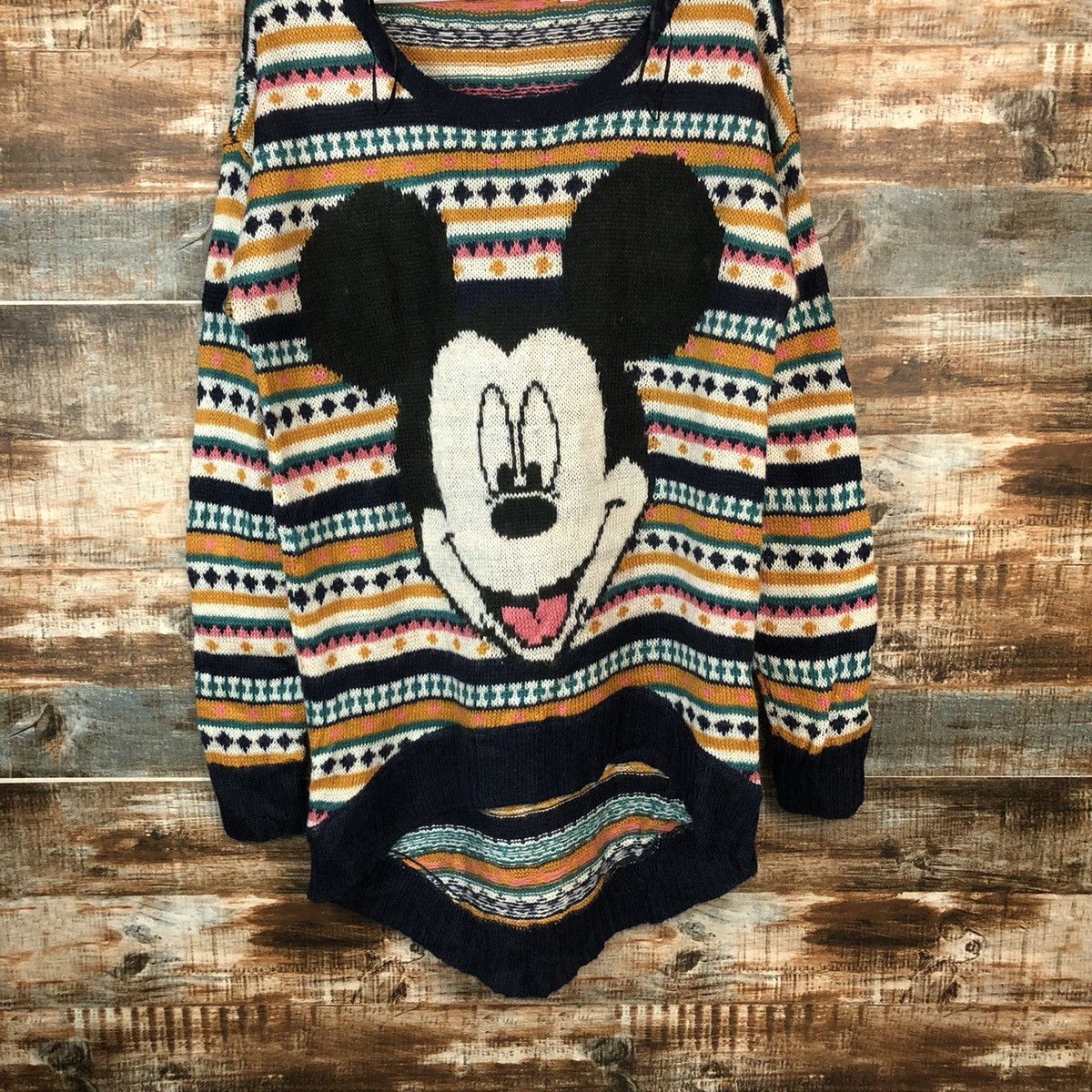 Disney × Homespun Knitwear × Mickey Mouse H&M Disney mickey mouse Brown Knitwear #A2049 Size XL / US 12-14 / IT 48-50 - 3 Thumbnail
