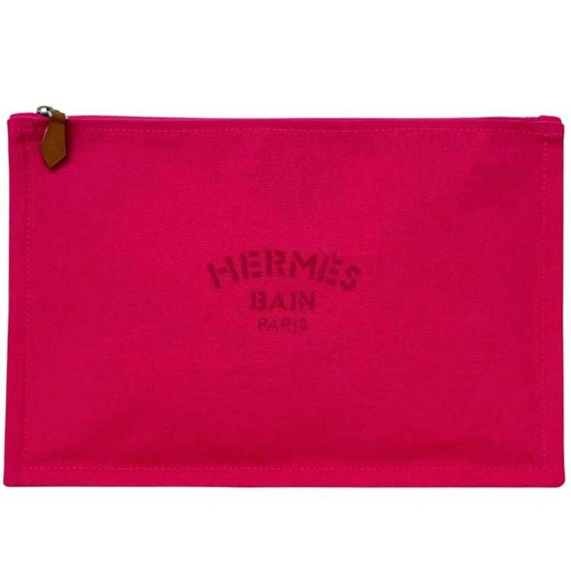 Hermes Hermes Hermès Yachting Pouch GM ec-25089 Pink 100% Cotton Clutch Bag with Print for Men and Women Size ONE SIZE - 1 Thumbnail