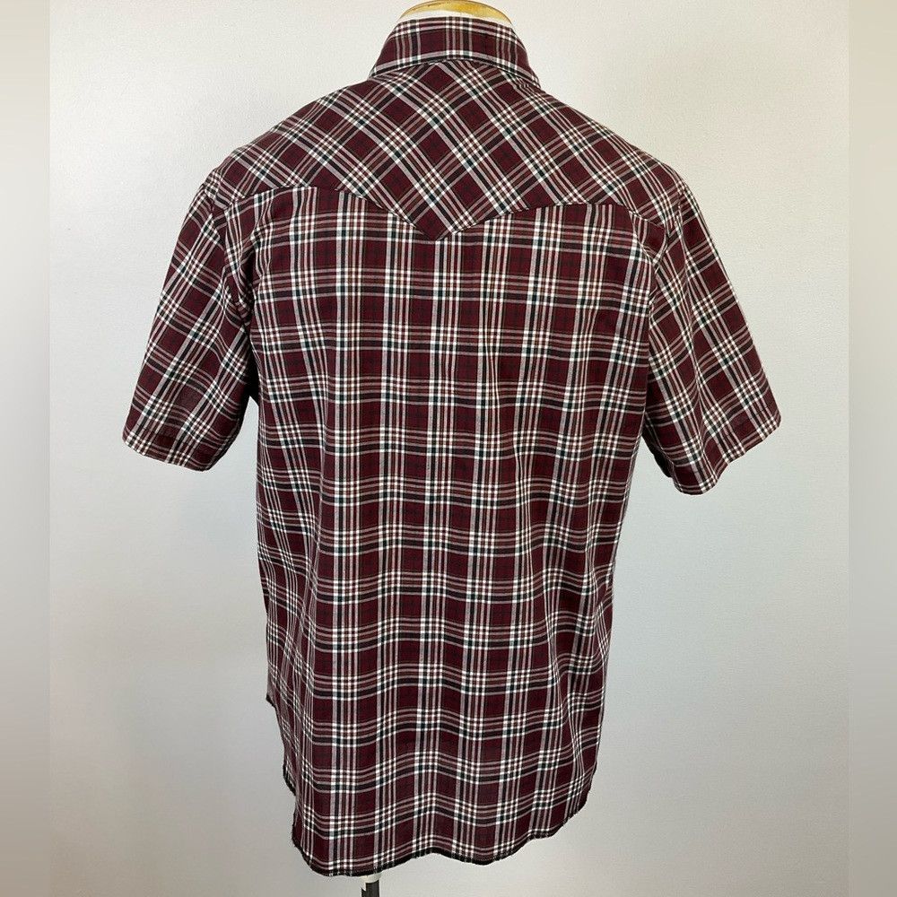 Western Rise × Wrangler Wrangler Western Burgundy Short Sleeve Pearl Snap Shirt Size US L / EU 52-54 / 3 - 3 Thumbnail