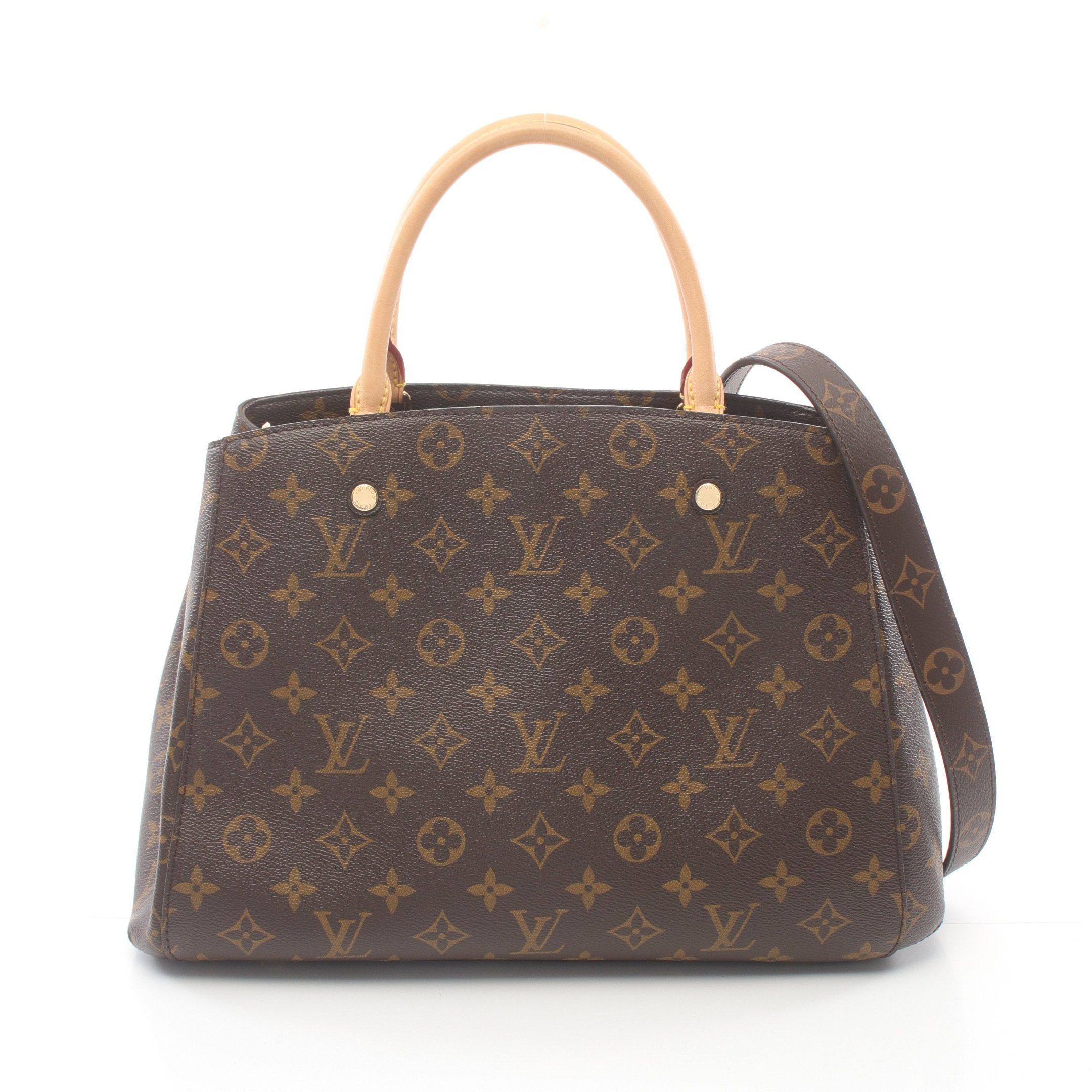 Louis Vuitton Montaigne Mm Monogram Handbag Leather Brown