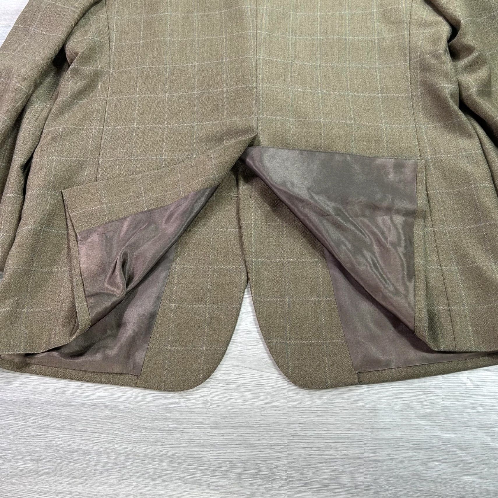 Joseph Joseph & Feiss Blazer Mens 42 Long Brown Wool Windowpane Check Sport Coat Jacket Size 42R - 4 Thumbnail