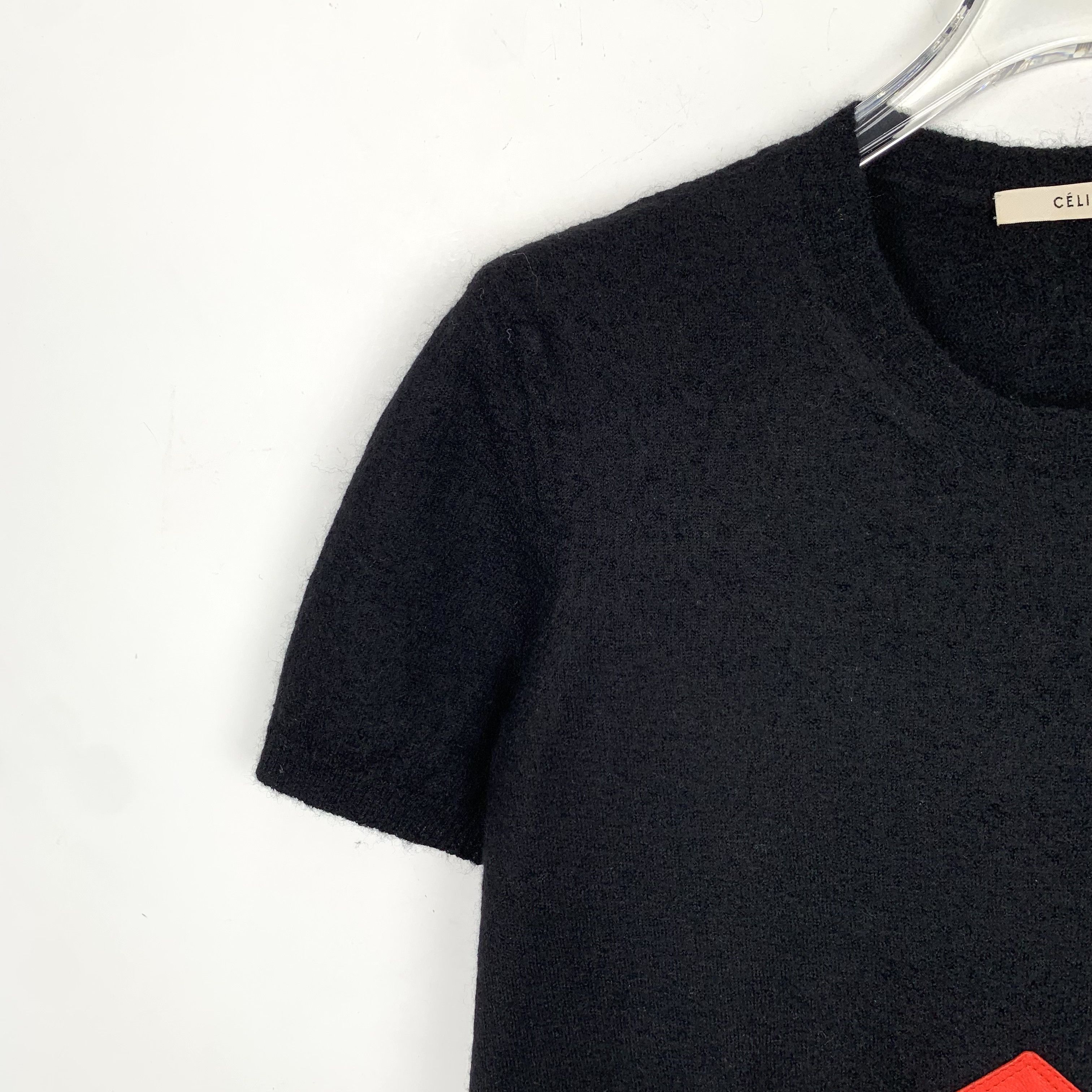 Celine Celine Black Leather-Panel Cashmere Knit Tee (Size M) Size M / US 6-8 / IT 42-44 - 6 Thumbnail