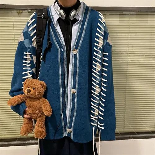 Blue cardigan sweater