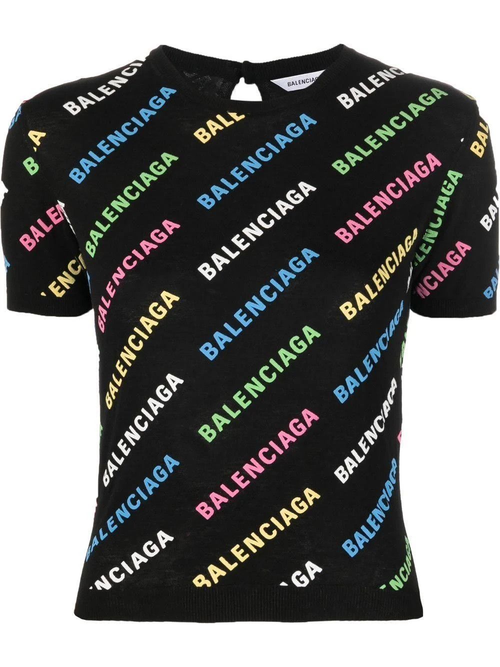 Balenciaga o1s1wg111124 Logo-Print Cropped Jumper Fit in Black Size L / US 10 / IT 46 - 1 Thumbnail