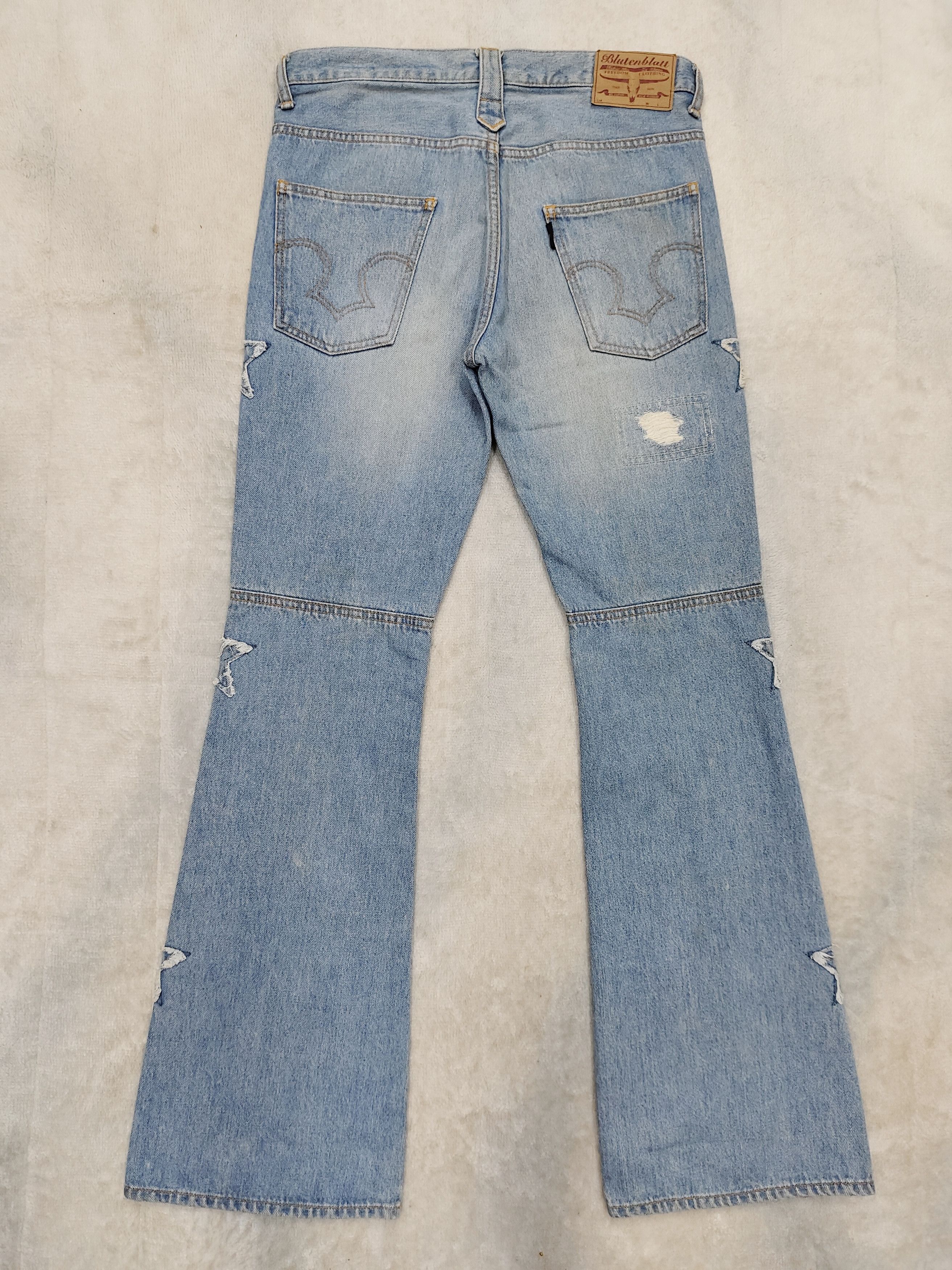 Japanese Brand 00s Blutenblatt🇯🇵 Pacthwork Star Stitch Flare Jeans Size US 31 - 4 Thumbnail