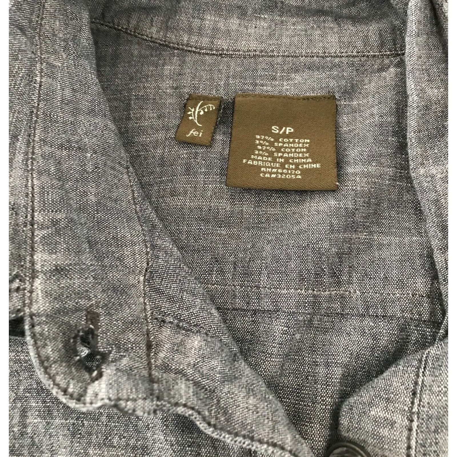 Anthropologie Anthropologie FEI Heather Blue Roll-Tab Chambray Shirt Dress Size S / US 4 / IT 40 - 6 Thumbnail