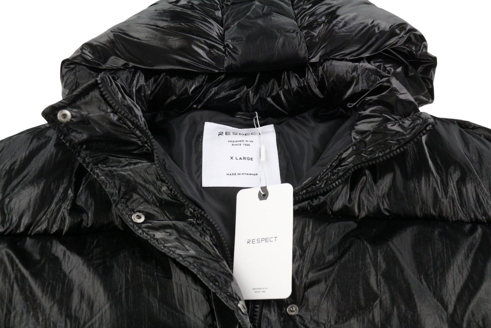 Other CROPPED METALLIC PUFFER XL Black Quilted Hood 88049 Size XL / US 12-14 / IT 48-50 - 10 Thumbnail