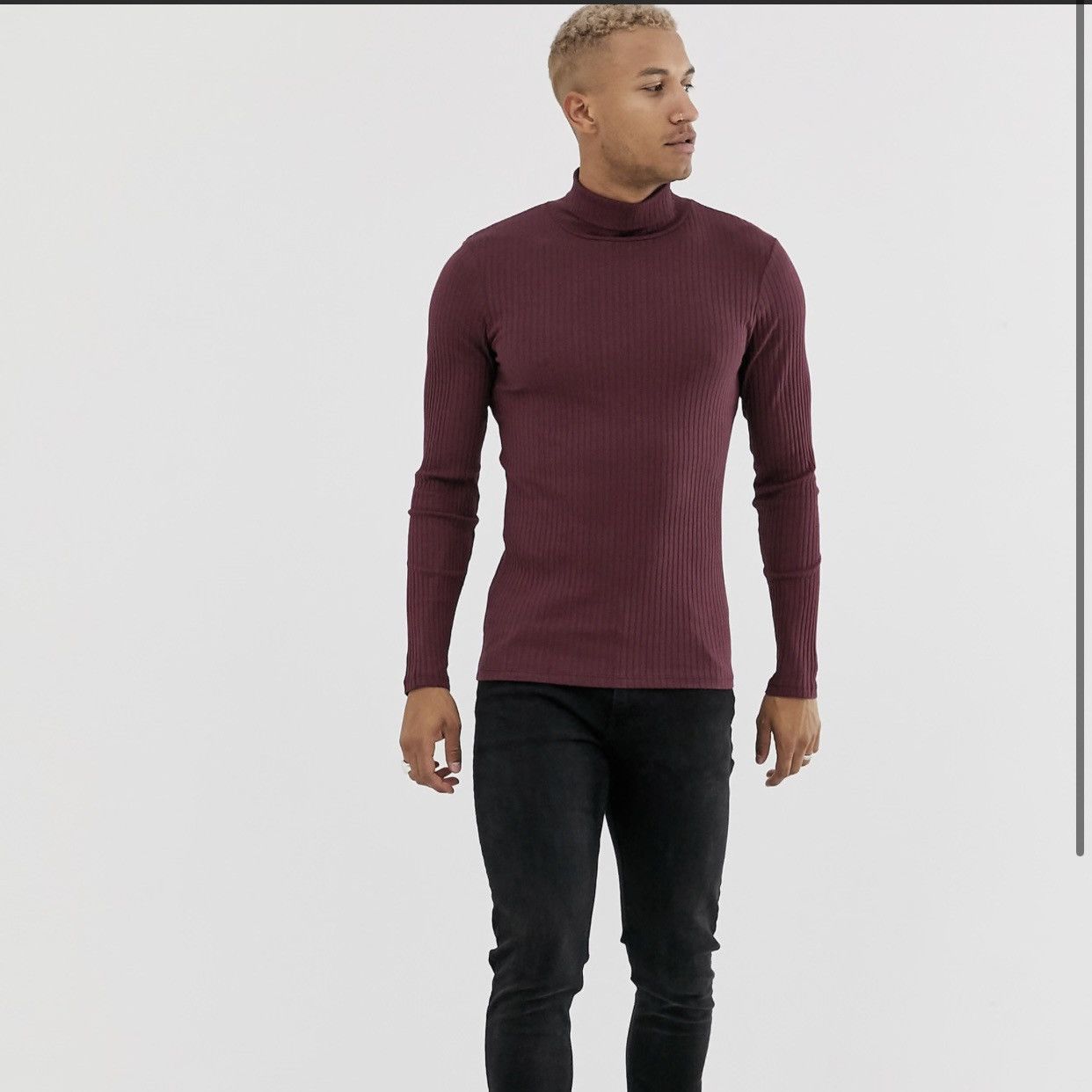 Asos ASOS Muscle Fit Ribbed Roll Neck Size US S / EU 44-46 / 1 - 6 Thumbnail