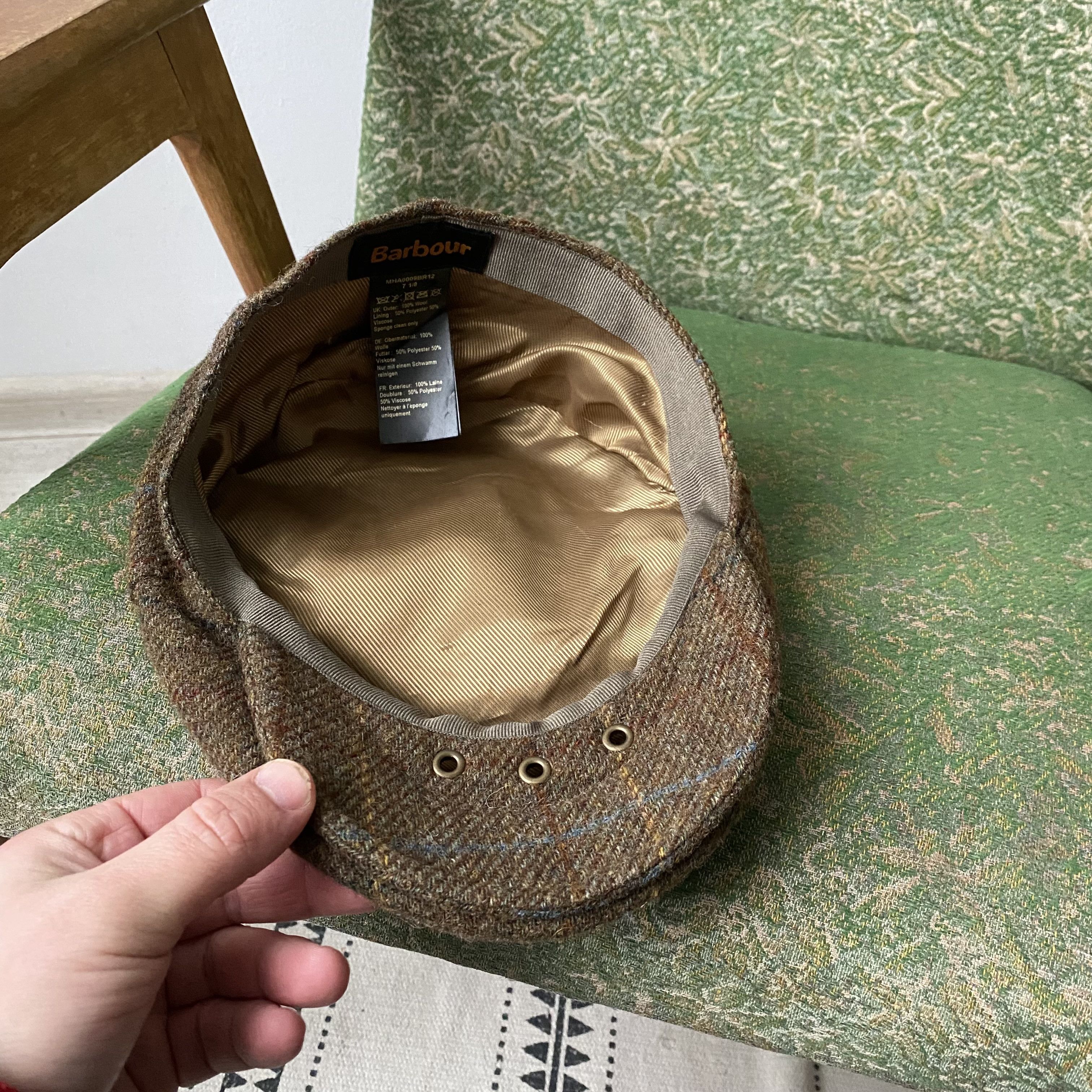 Barbour Wool Hat Barbour herringbone flat cap tweed Y2K Size ONE SIZE - 3 Thumbnail