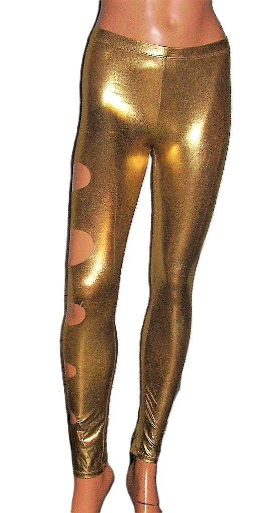 Other See You Monday Gold Shiny Spandex Leggings S Size 24" / US 00 / IT 34 - 2 Thumbnail