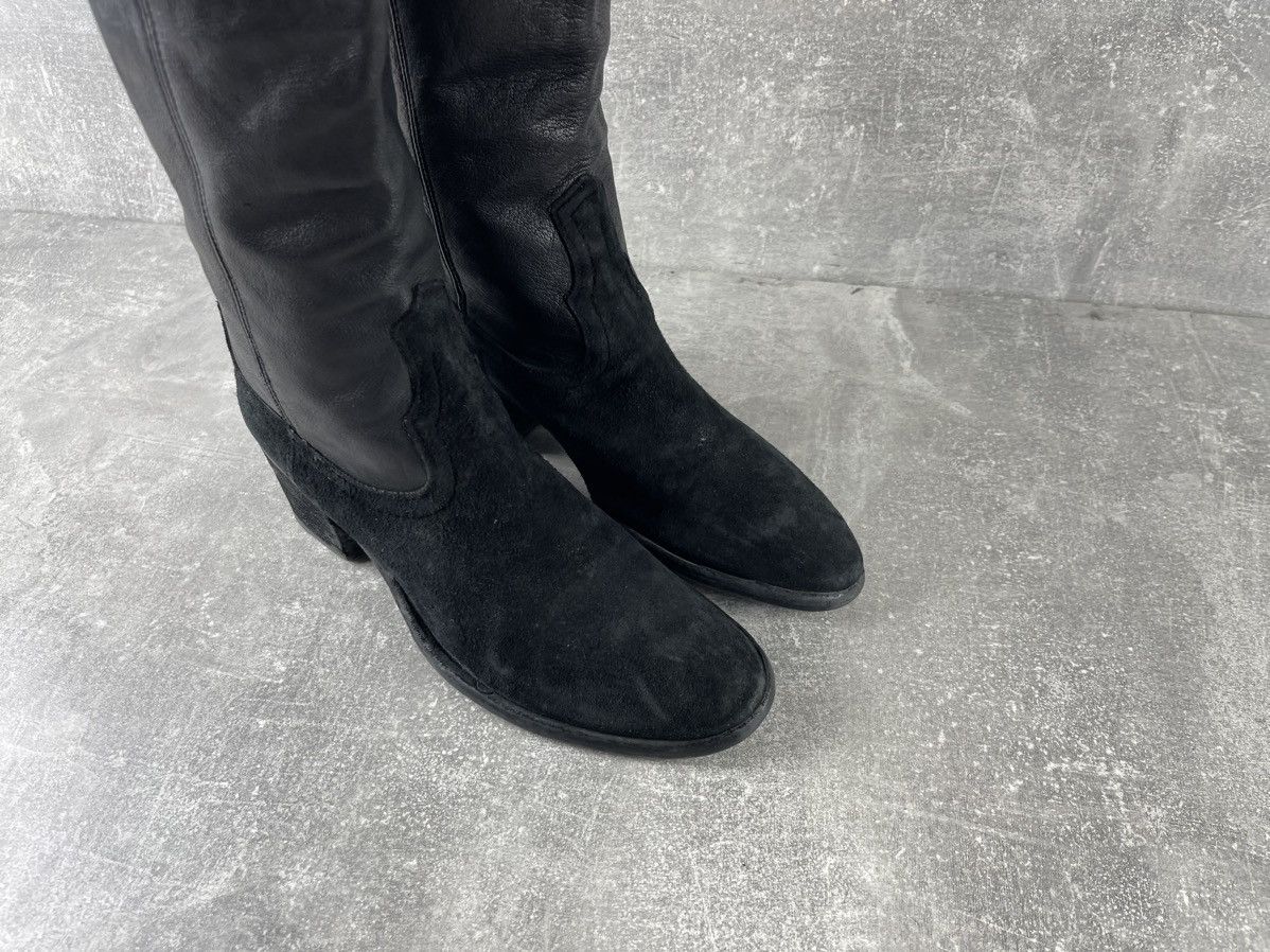 Other Fauzian Jeunesse Black Leather Suede Cowboy Boots Size US 7 / IT 37 - 3 Thumbnail
