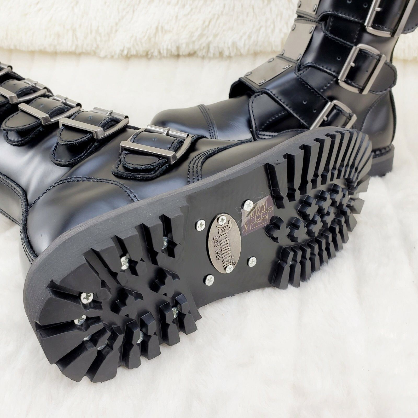 Other DEMONIA Riot 21 Goth Combat Biker Steel Toe Boots Black Leat Size US 9 / EU 42 - 4 Thumbnail