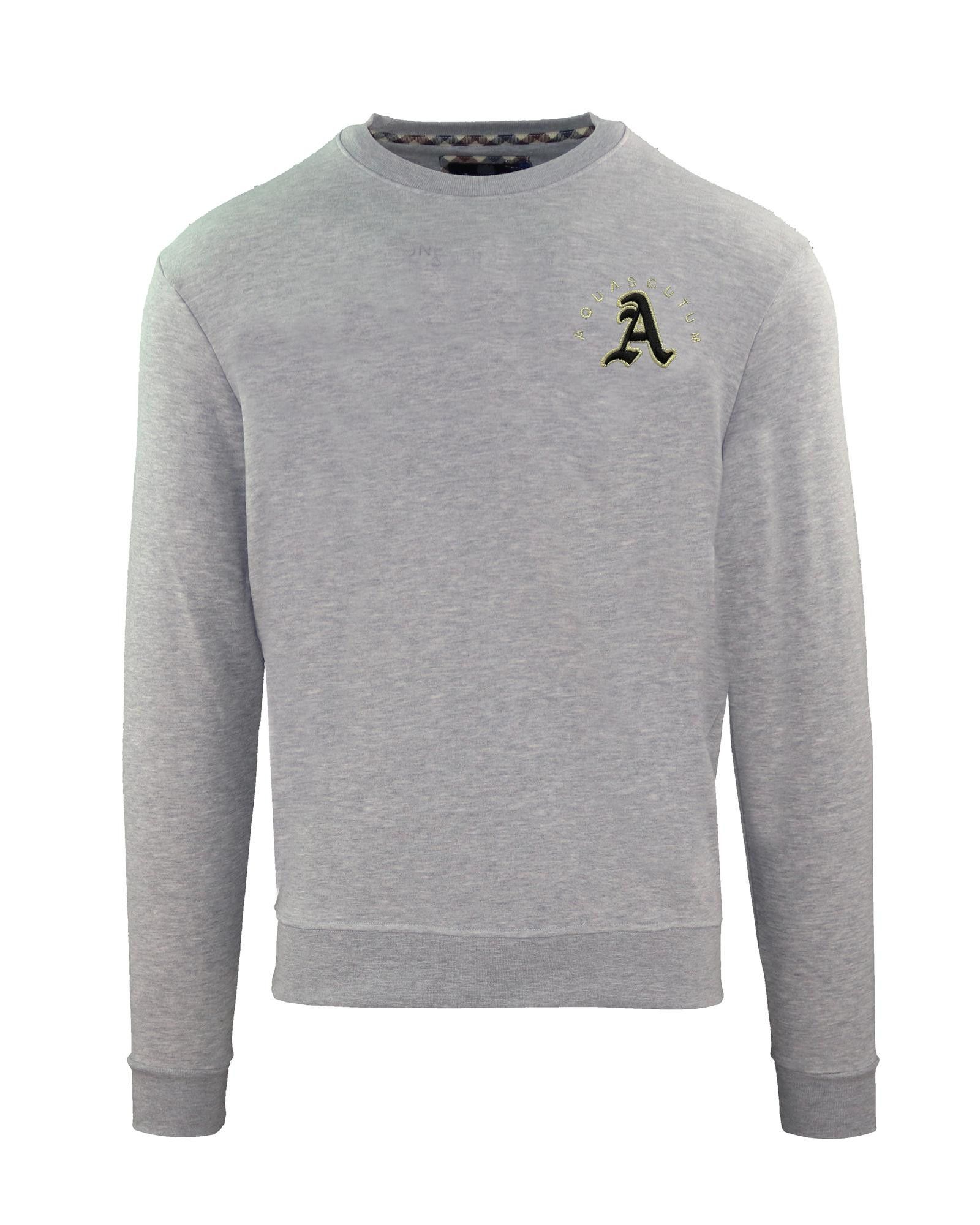 image of Aquascutum Long Sleeve Round Neck Cotton Sweatshirt in Grey, Men's (Size 2XL)