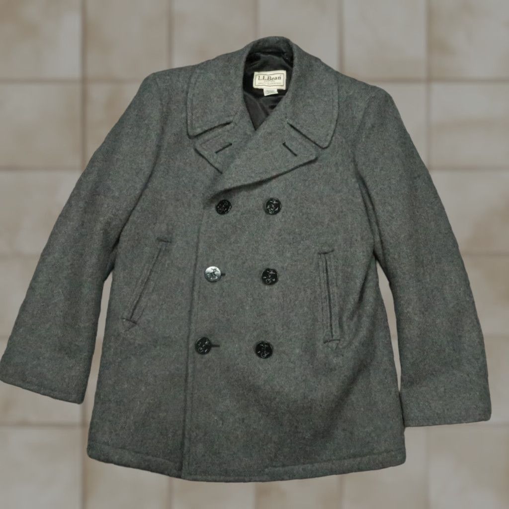 Vintage L.L. Bean Jacket Mens Small Gray Wool Sterlingwear Anchor Collection Overcoat Pockets Lined Mid-Length Button Front Size US S / EU 44-46 / 1 - 1 Thumbnail