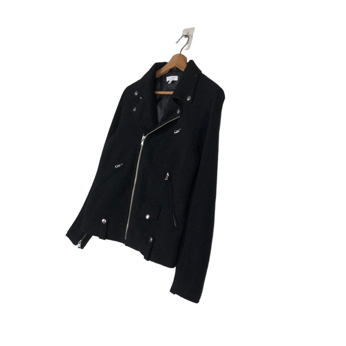Japanese Brand 📌CROPPED WOOL BIKER JACKET BEAUTY & YOUTH DOUBLE COLLAR Size US S / EU 44-46 / 1 - 3 Thumbnail