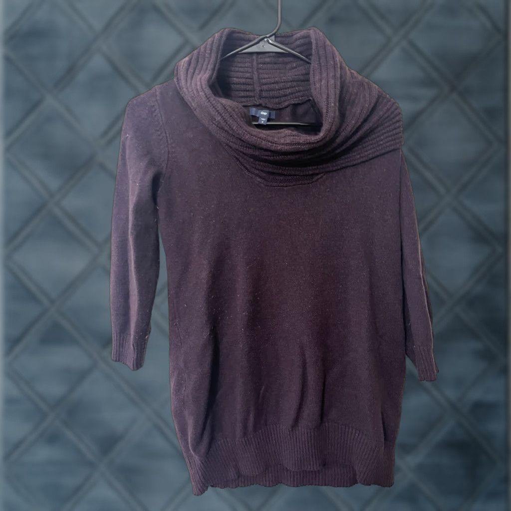 Gap GAP Pullover Sweater Solid Purple Turtleneck 3/4 Sleeve Small Cotton Women's Size S / US 4 / IT 40 - 1 Thumbnail