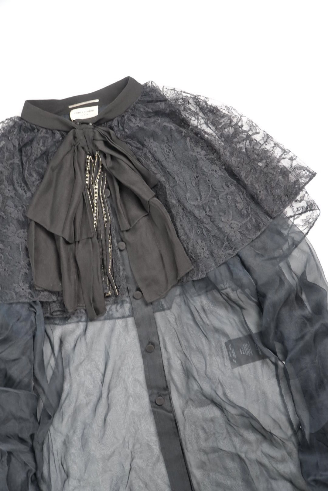 Saint Laurent Paris Saint Laurent Black Silk Sheer Long Sleeve Blouse Size M / US 6-8 / IT 42-44 - 3 Thumbnail