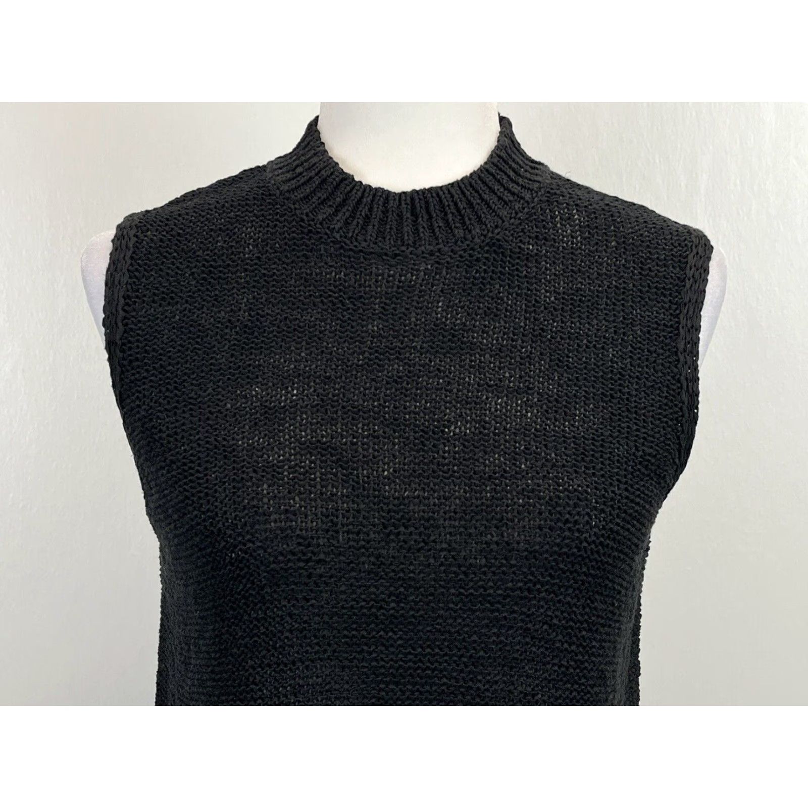 Lou & Grey LOU & GREY Linen Blend High Neck Sleeveless Sweater Womens Medium Black Pullover Size M / US 6-8 / IT 42-44 - 5 Thumbnail