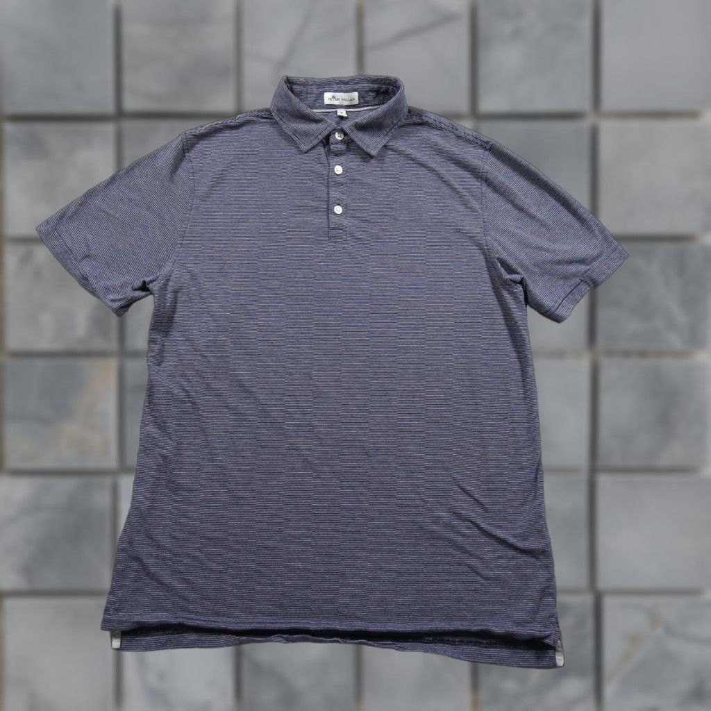 Peter Millar Peter Millar Polo Shirt Mens Medium Blue Striped Golf Short Sleeve Collared Size US M / EU 48-50 / 2 - 1 Thumbnail