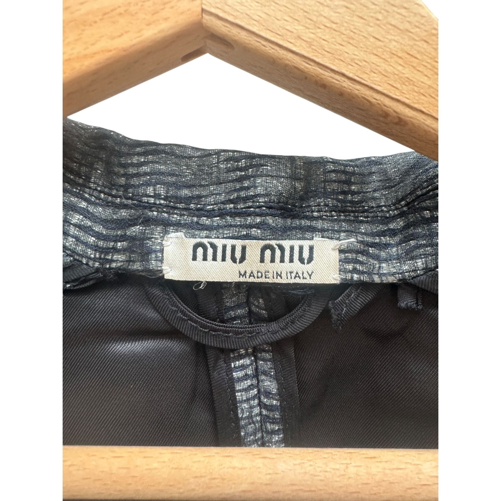 Miu Miu Grey Metallized Blazer Jacket Size M / US 6-8 / IT 42-44 - 6 Thumbnail
