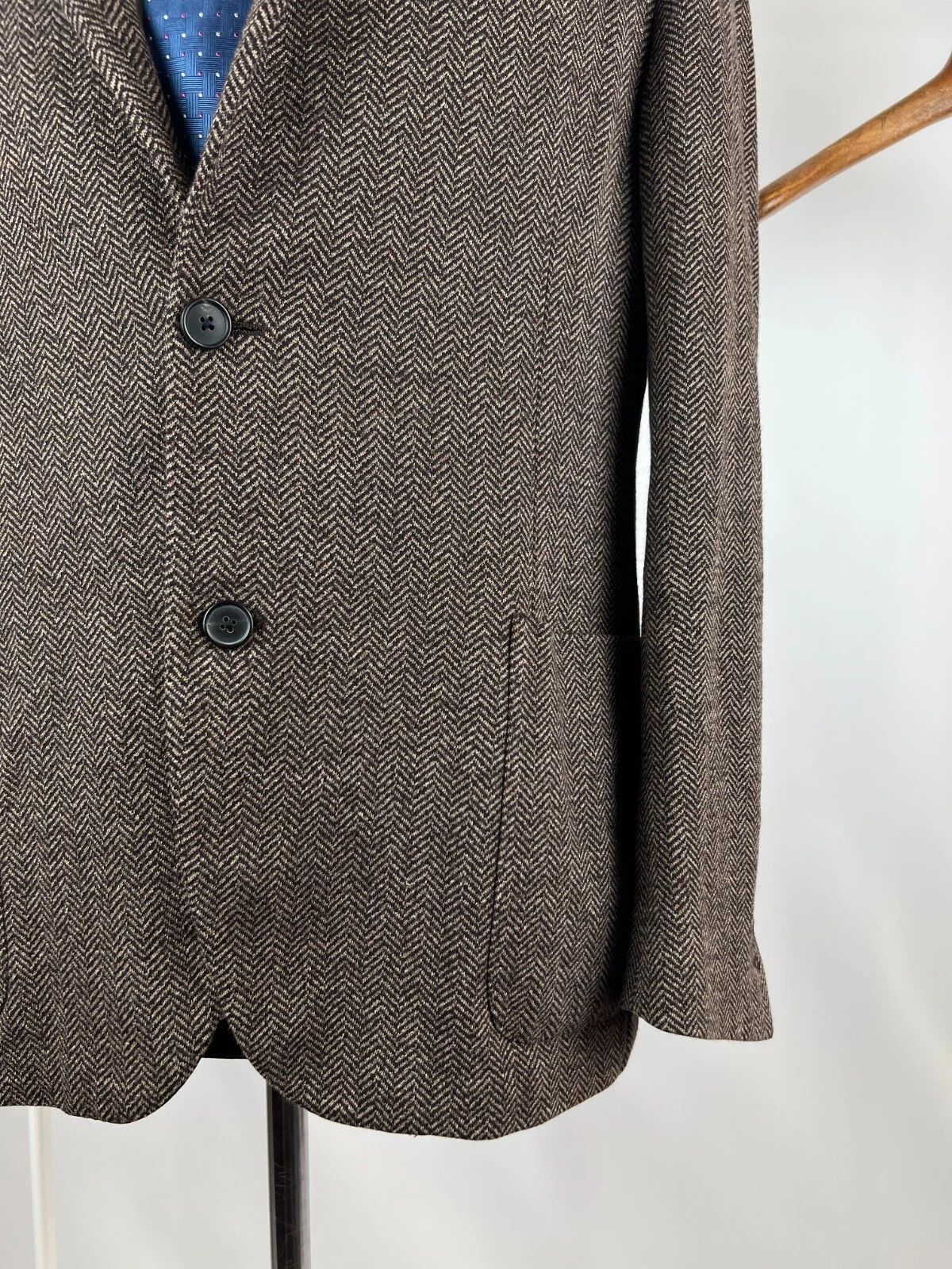 Corneliani Corneliani Wool Blend Herringbone Italian Blazer Jacket Size 44R - 3 Thumbnail
