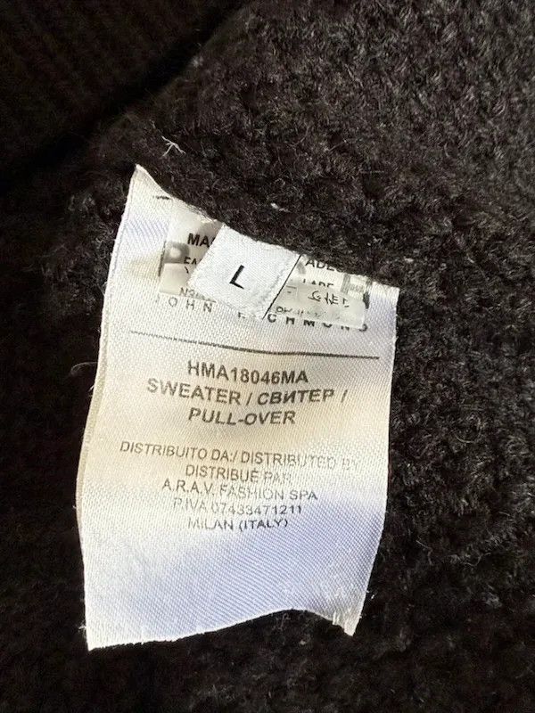 John Richmond Richmond Maglione Girocollo Uomo Taglia L Nero Size US L / EU 52-54 / 3 - 9 Thumbnail