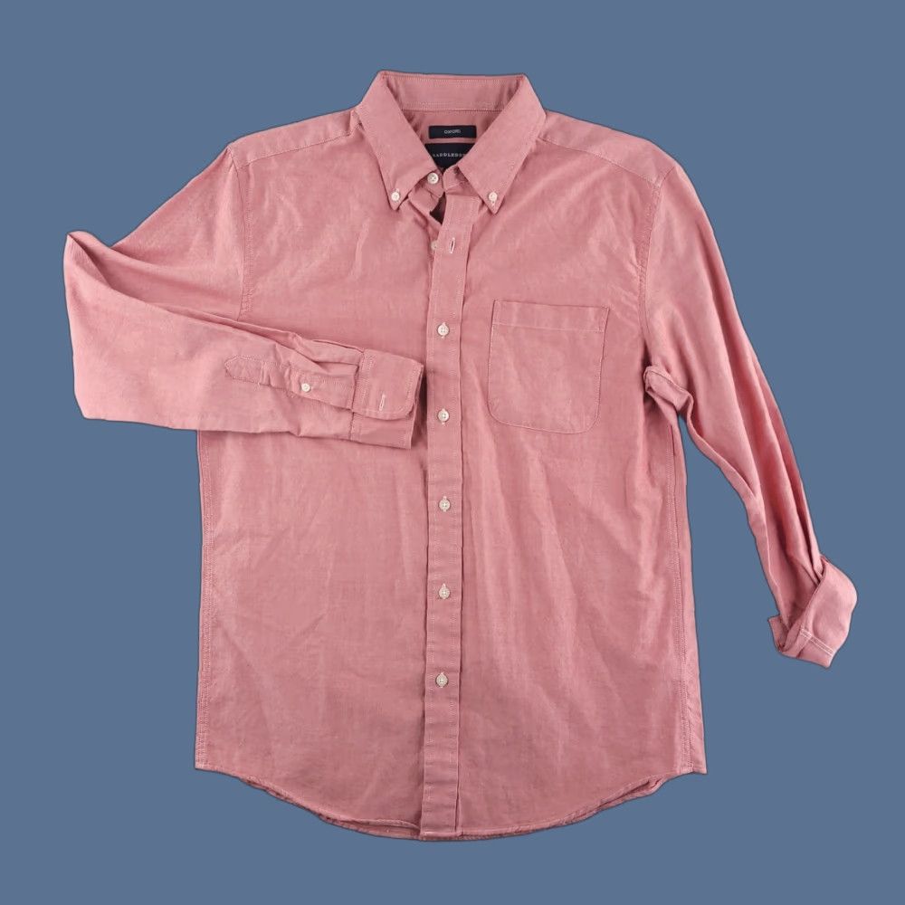 Pinko Saddlebred Shirt Mens Medium Oxford Long Sleeve Button Red Pink Cotton Salmon Size US M / EU 48-50 / 2 - 1 Thumbnail