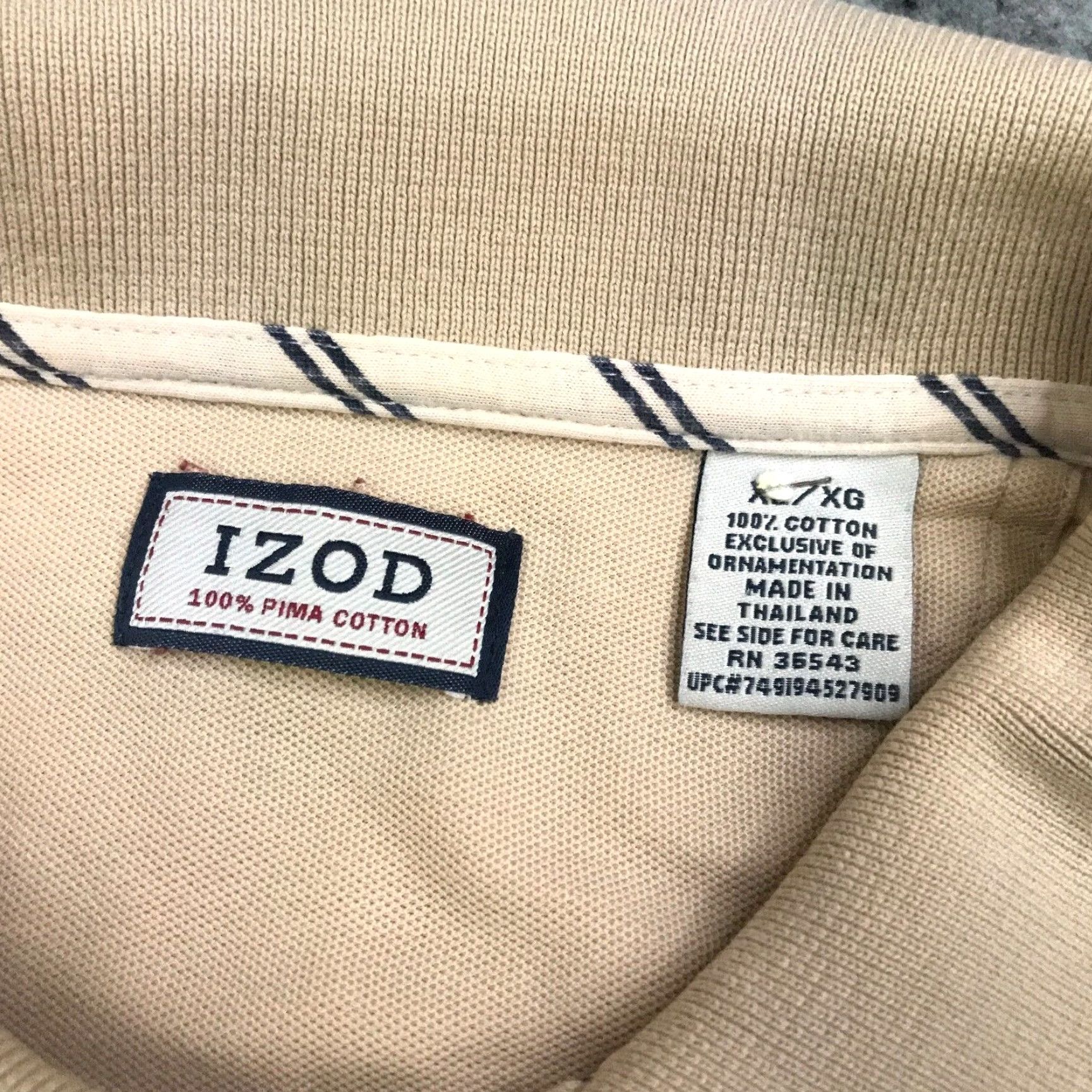 Izod IZOD Shirt Mens Extra Large Polo Golf Casual Business Pima Cotton Tan Size US XL / EU 56 / 4 - 4 Thumbnail