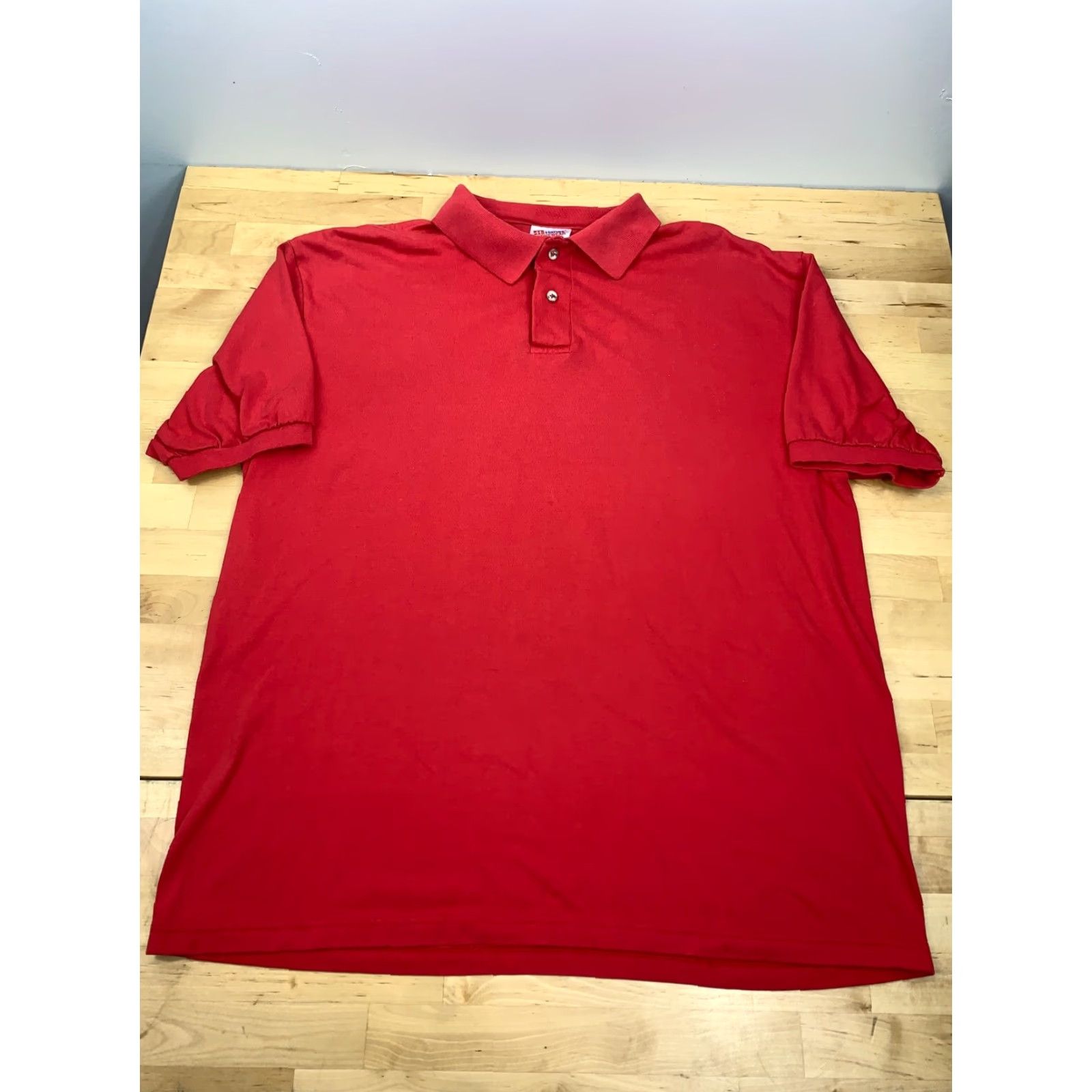 Hanes VINTAGE Hanes Polo Shirt Red Short Sleeve Mens L USA 3588 Size US L / EU 52-54 / 3 - 2 Thumbnail