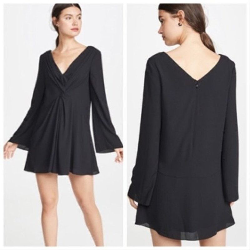 Cinq a Sept Cecil black long sleeve baby doll mini dress size 2 Size XS / US 0-2 / IT 36-38 - 2 Thumbnail