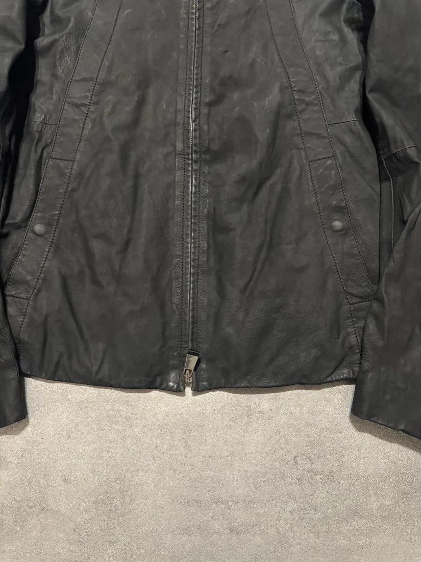 Emporio Armani × Vintage SS2014 Emprio Armani Elevated Black Leather Jacket Size US L / EU 52-54 / 3 - 3 Thumbnail