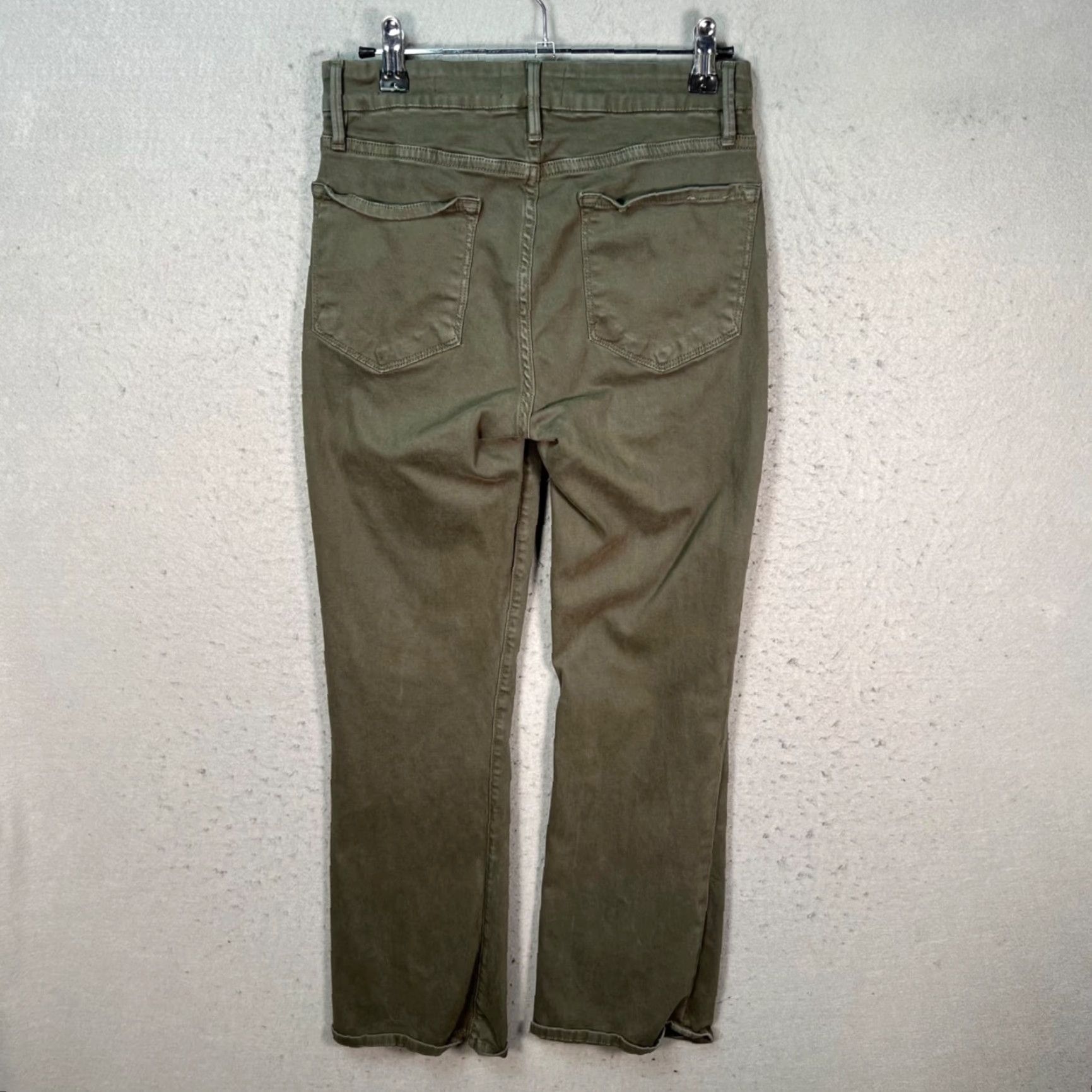 Frame FRAME Womens Size 27 Le Crop Mini Boot Olive Green Denim Jeans Cropped 27 in Inseam 26 in 5-Pocket Stretch Cotton Blend Vintage: No Womens jeans frame Size 27" / US 4 / IT 40 - 2 Thumbnail