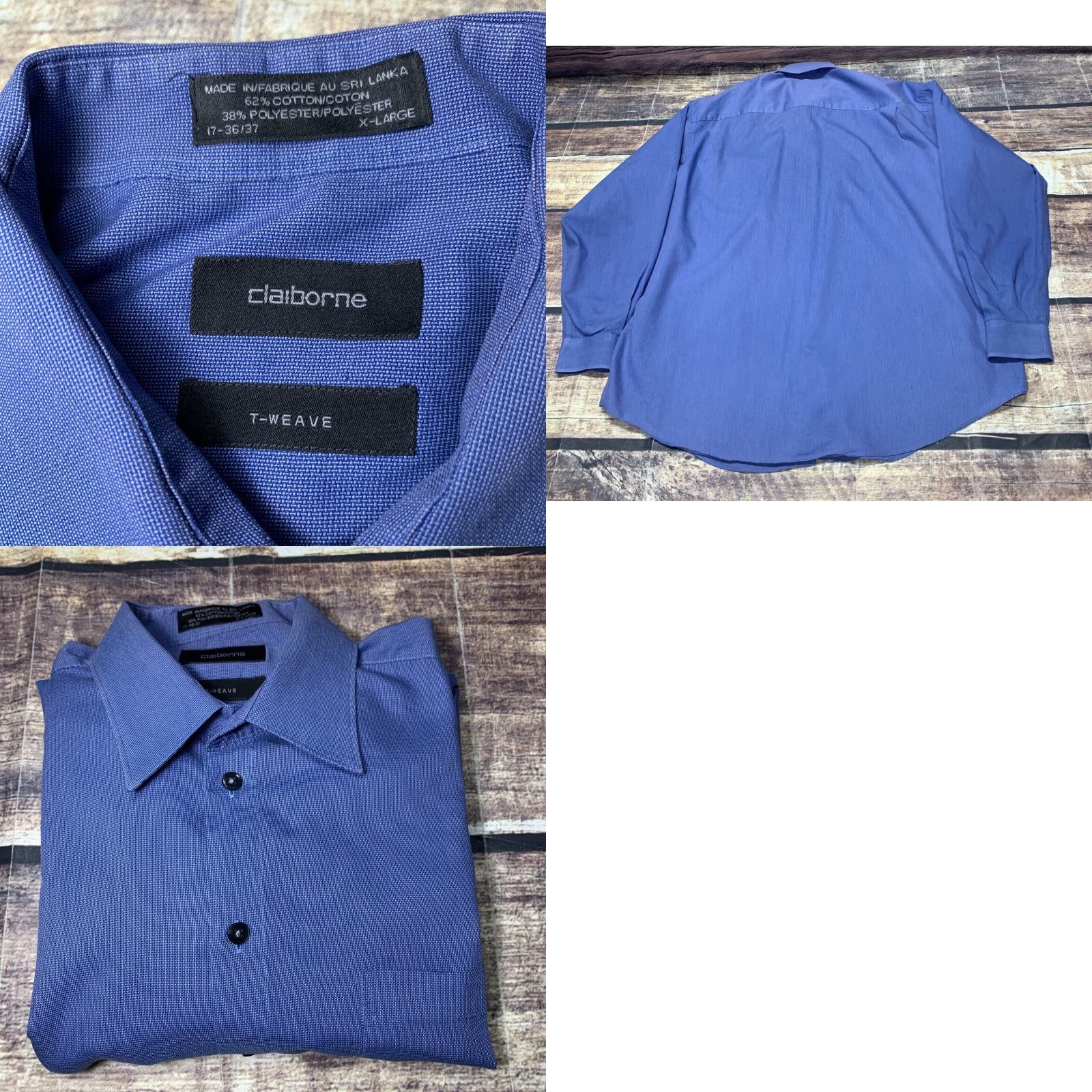 Liz Claiborne Claiborne Shirt Mens XL Long Sleeve Button-Up Blue Casual Dress Neck 17" Size US XL / EU 56 / 4 - 8 Thumbnail