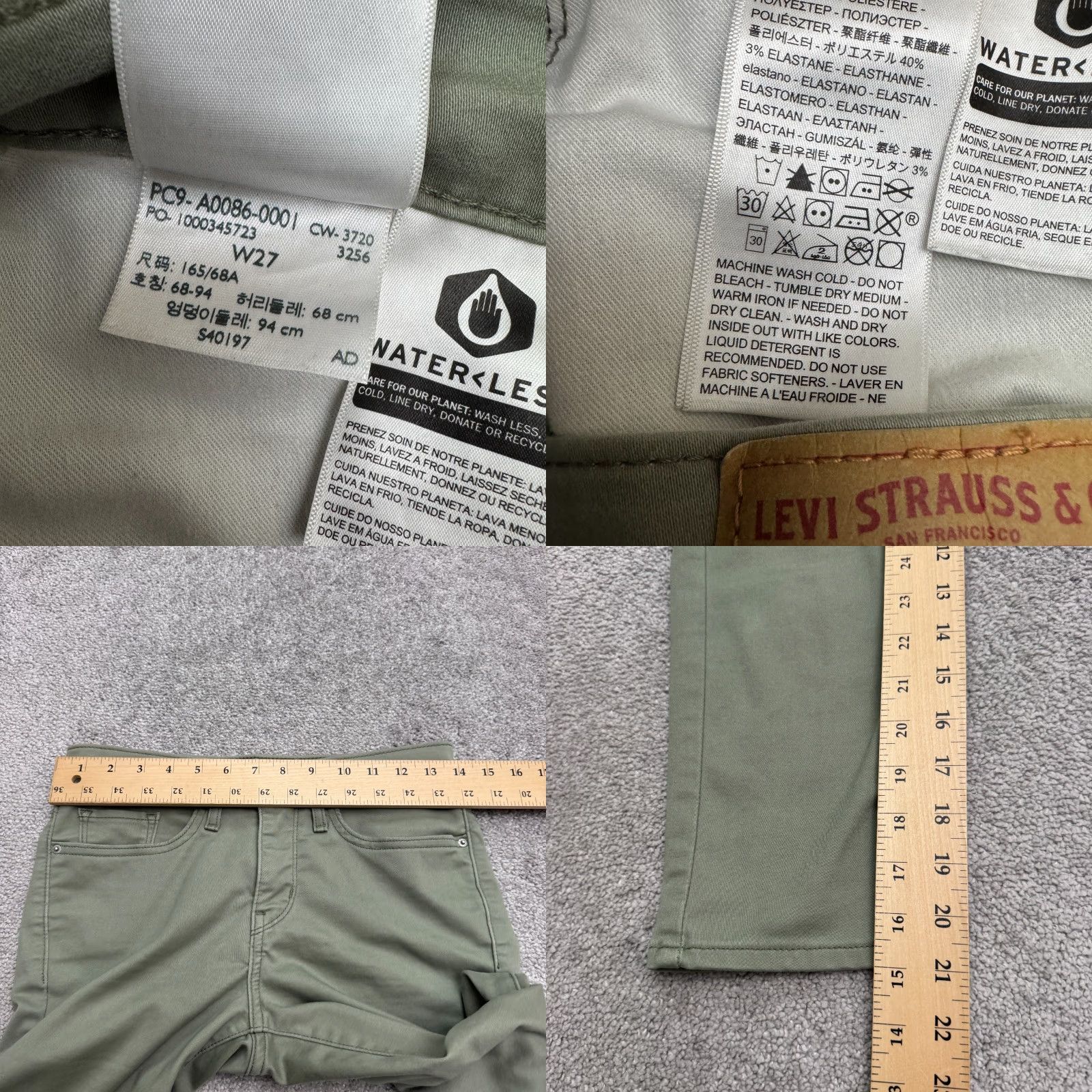 Levi's Levi's 311 Shaping Skinny Jeans Womens 27 Green Mid Rise Denim Stretch City Outdoor Vintage No Size 27" / US 4 / IT 40 - 9 Thumbnail