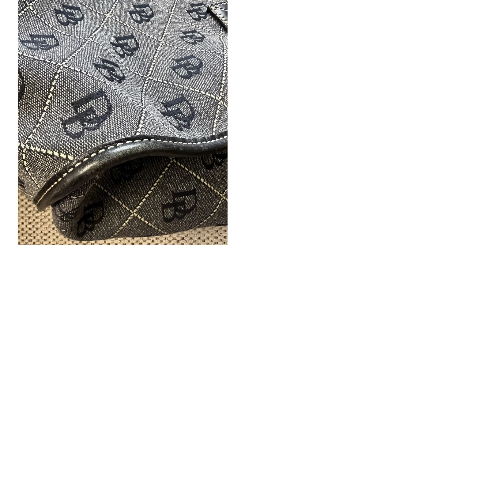 Dooney & Bourke Dooney & Bourke Denim Purse Bag Shoulder Bag Navy Beige 13.5” x 11” x 5.5” Medium Pockets Monogram Size ONE SIZE - 9 Thumbnail