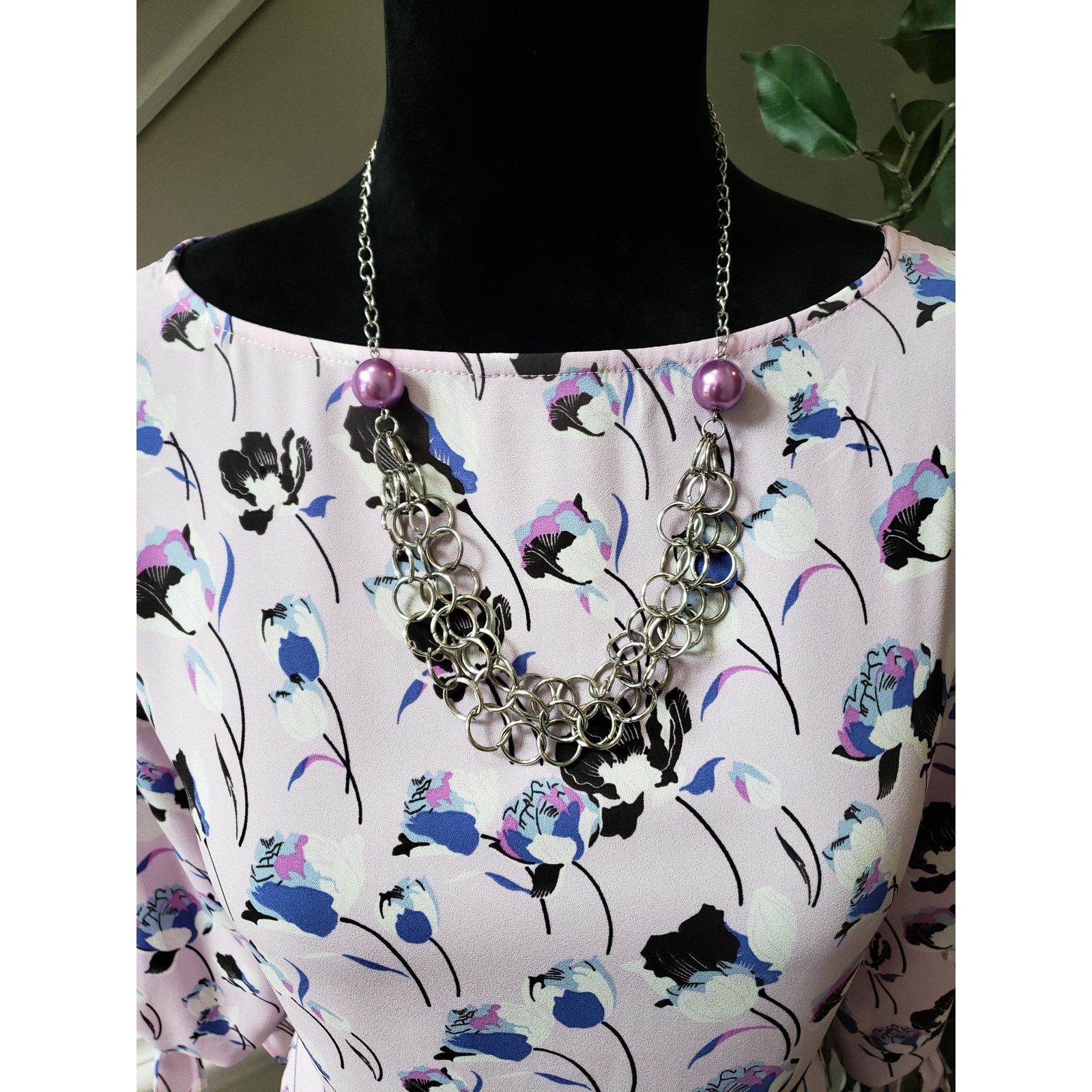 The Unbranded Brand Pink Floral Blouse S Tie Sleeve Scoop Neck Lightweight Top Size S / US 4 / IT 40 - 3 Thumbnail