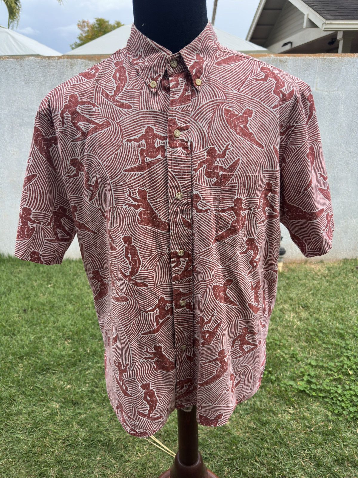 Reyn Spooner PreOwned Reyn Spooner Hawaiian Print Red Full Button Men's L Size US L / EU 52-54 / 3 - 1 Thumbnail