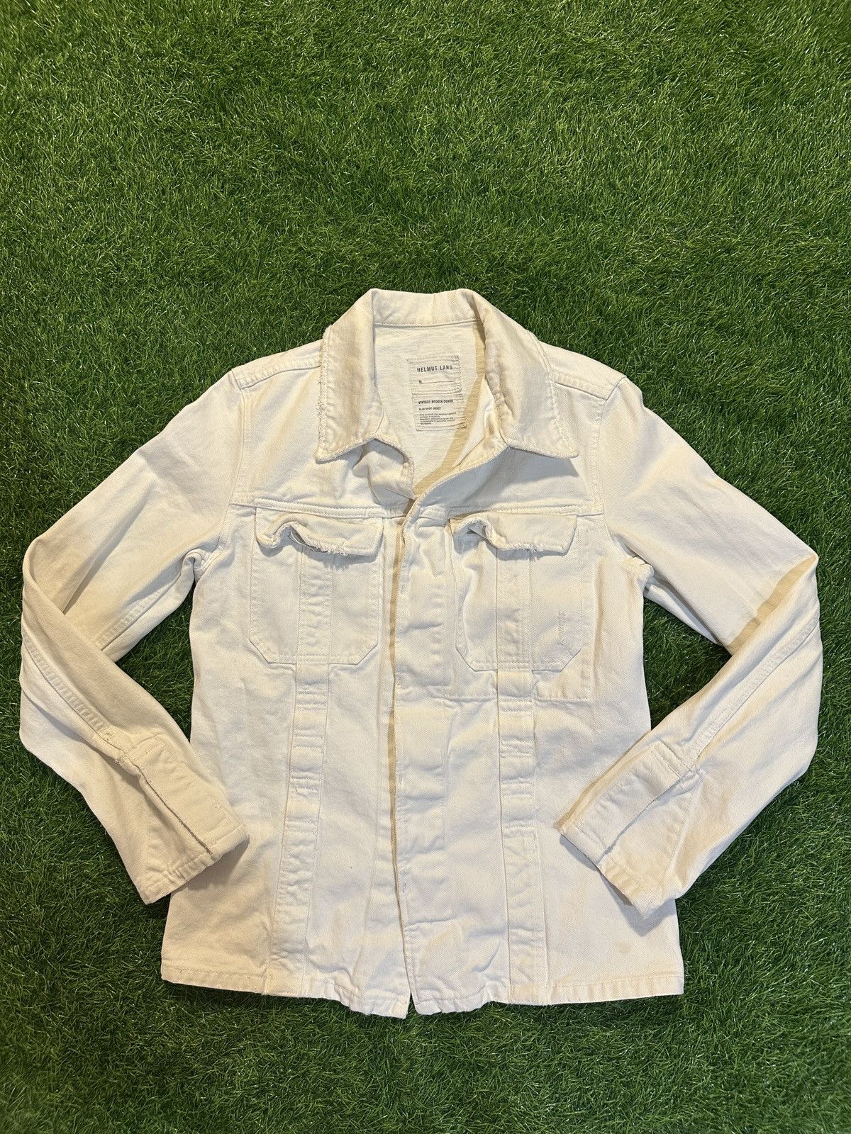 Helmut Lang Helmut lang ss 2004 white broken denim concealed jacket Size US M / EU 48-50 / 2 - 1 Thumbnail
