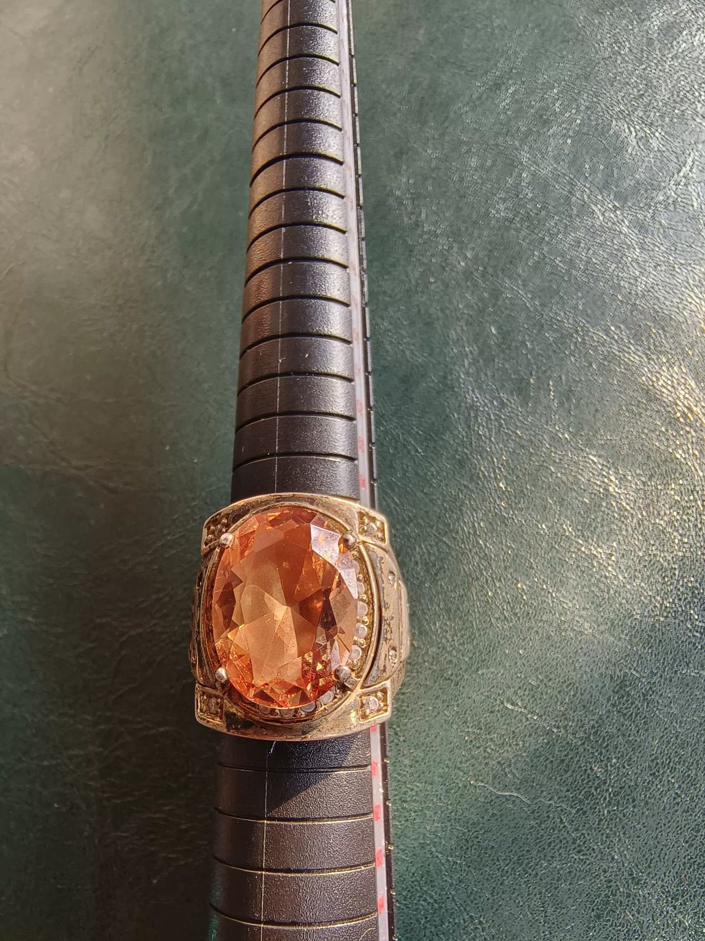 Japanese Brand Silver Ring with Orange Gemstone Size ONE SIZE - 1 Thumbnail