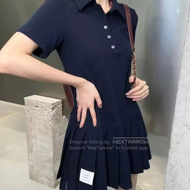 Thom Browne Thom Browne Navy Cotton Women's Dress . Size M / US 6-8 / IT 42-44 - 4 Thumbnail