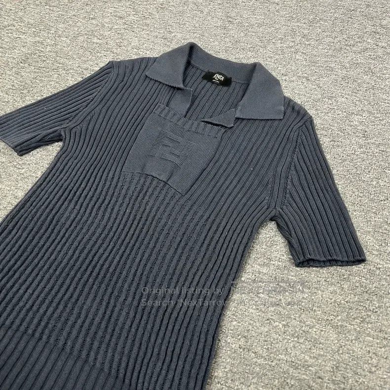 Fendi Fendi Double F Monogram Knit Short Sleeve Polo Shirt Size M / US 6-8 / IT 42-44 - 2 Thumbnail