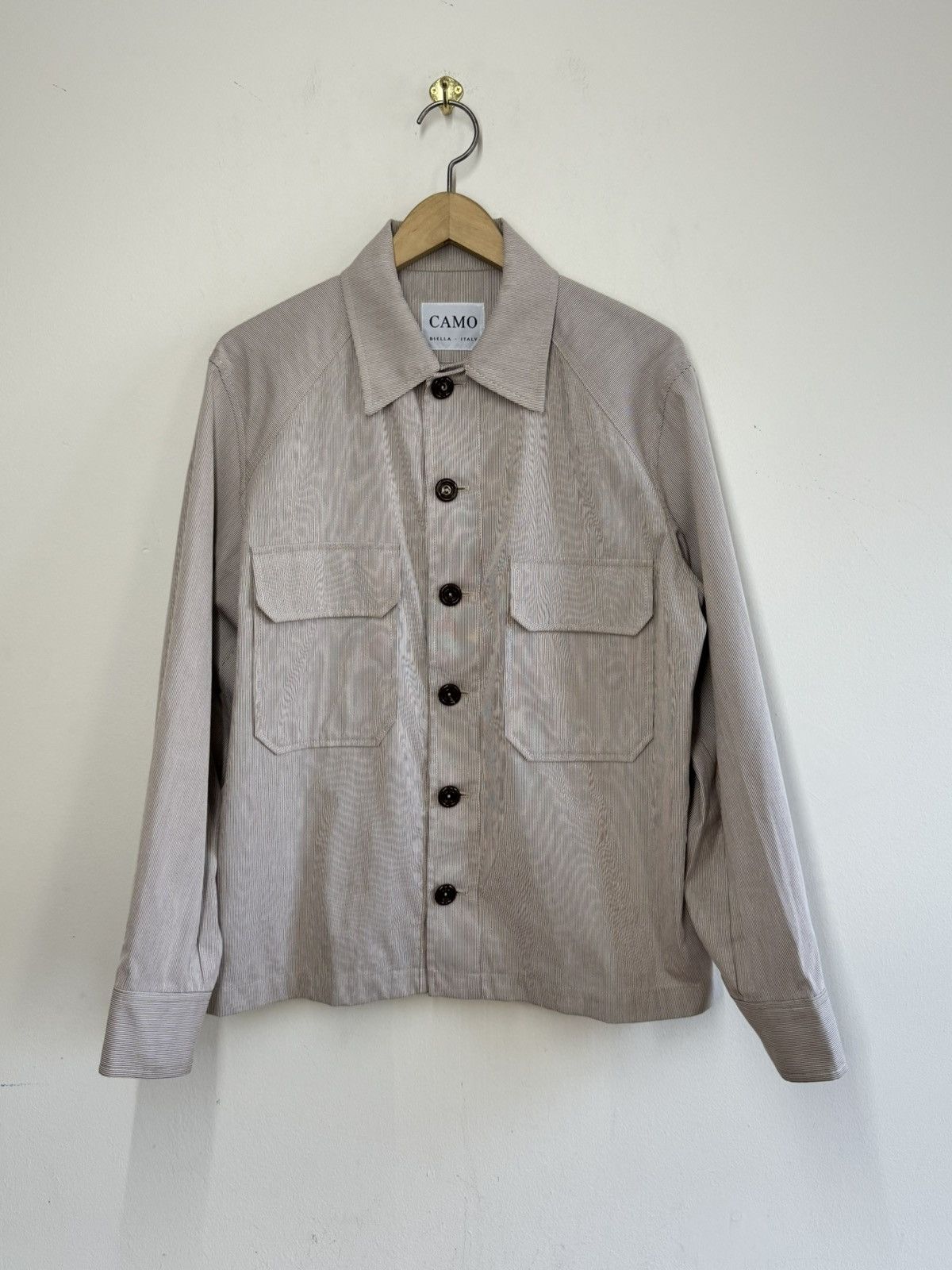 CAMO by Stefano Ughetti Camo Biella Cotton Twill Overshirt M Beige Brown Italy Size US M / EU 48-50 / 2 - 1 Thumbnail