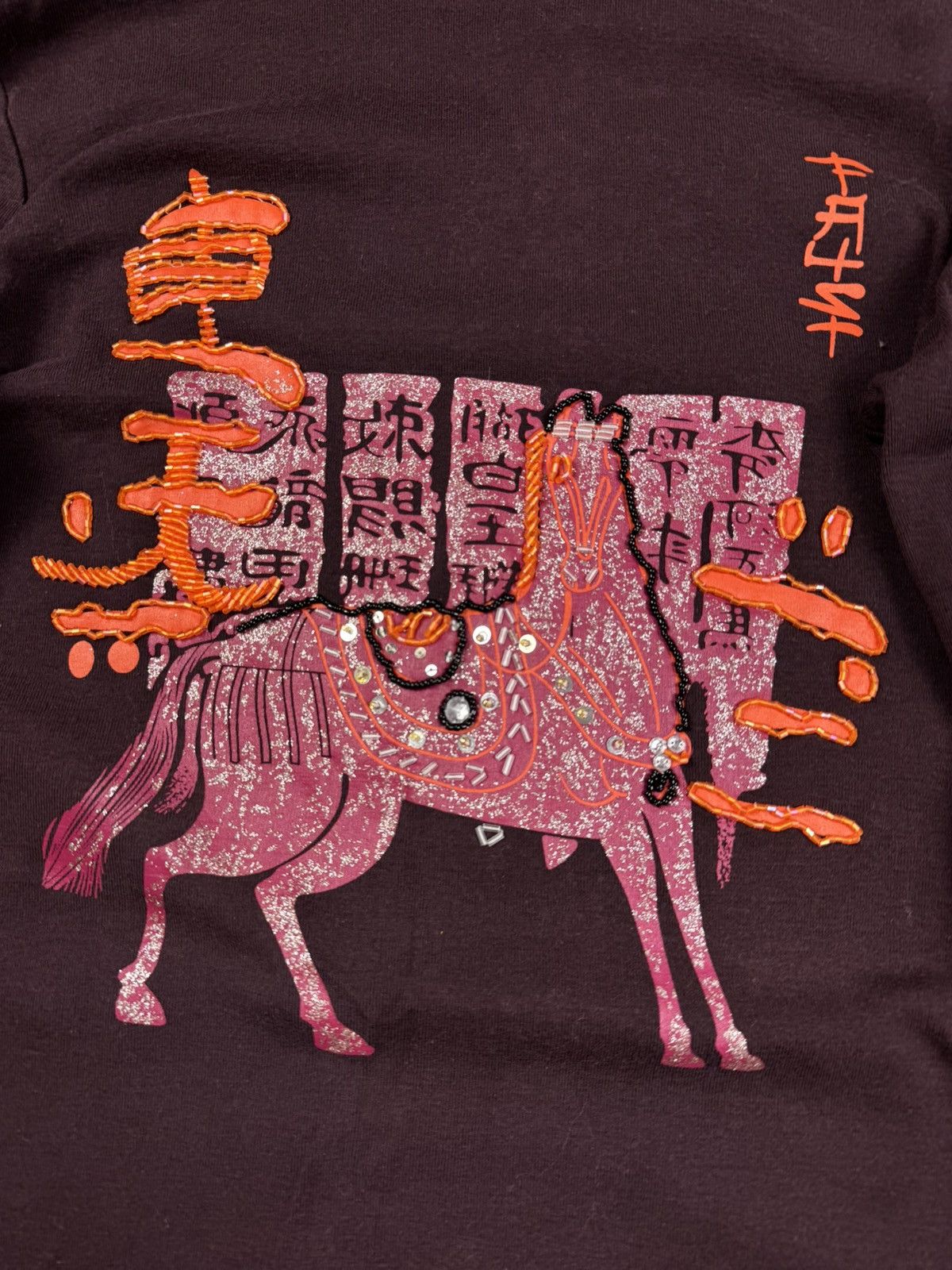 Vintage Vintage y2k crazy Asian style print studded turtleneck top Size L / US 10 / IT 46 - 7 Thumbnail